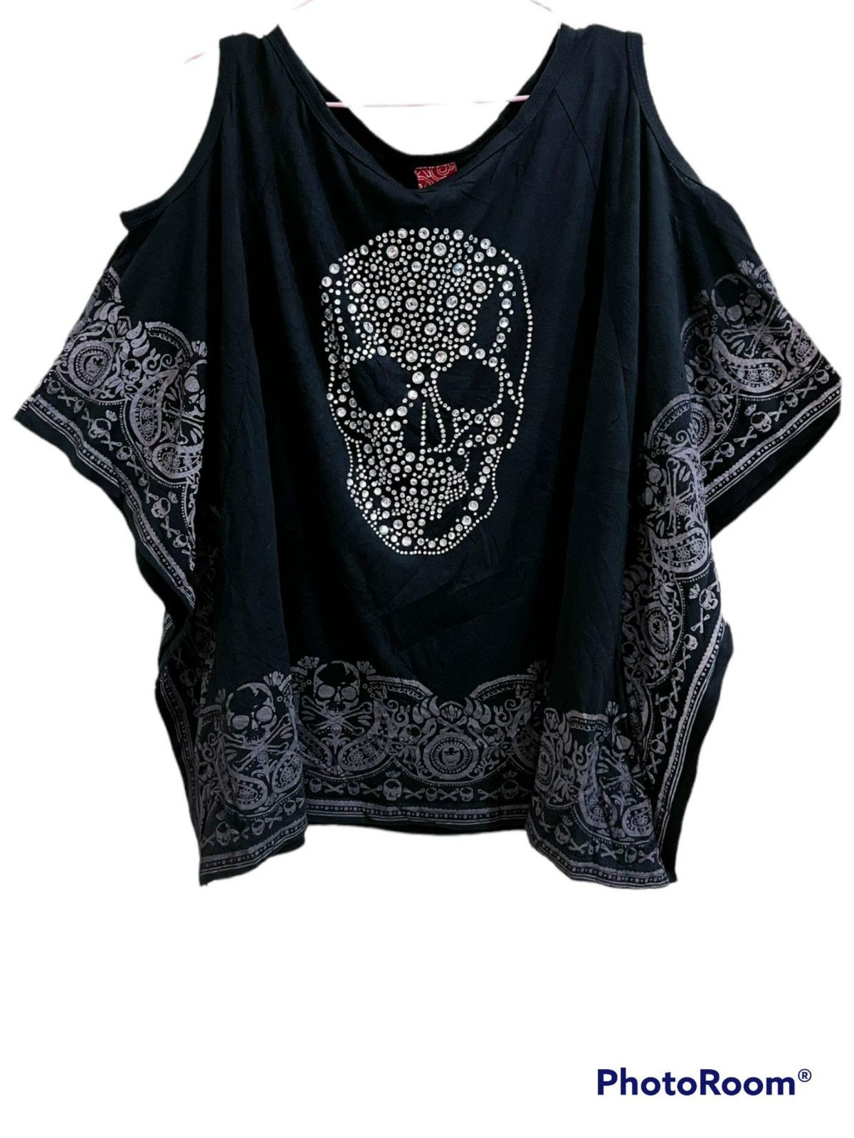 Japanese Brand Poncho rhinestone off shoulder top ☠️ Size ONE SIZE - 1 Thumbnail