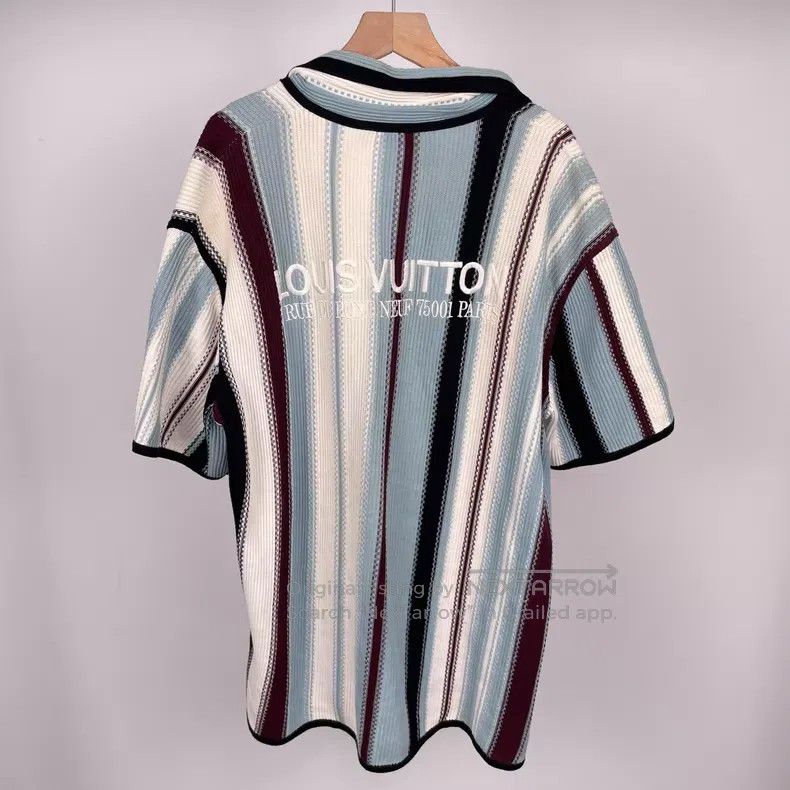 Louis Vuitton Louis Vuitton 25ss white and blue striped knitted short-sl Size US M / EU 48-50 / 2 - 2 Thumbnail