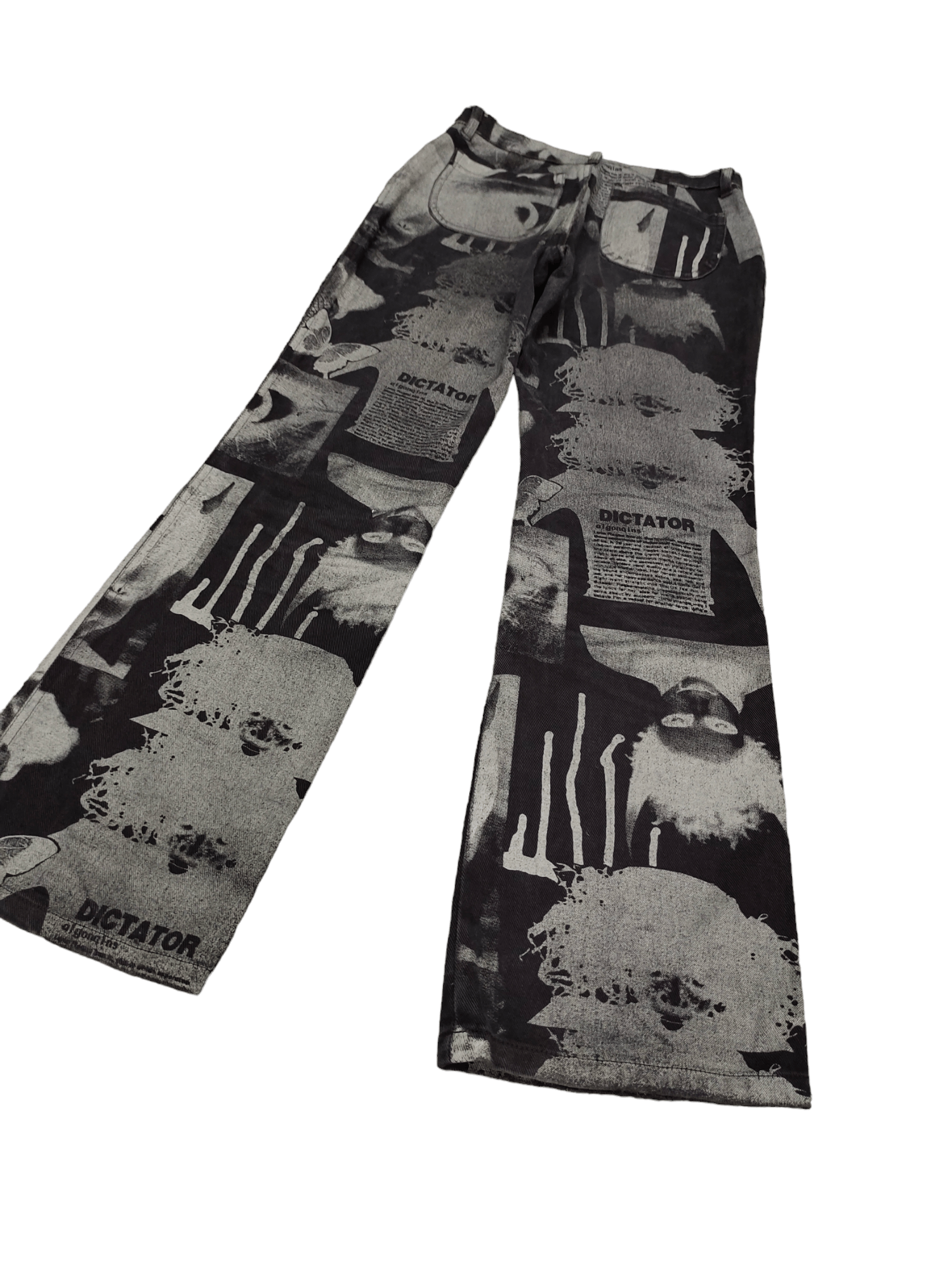 Jean Paul Gaultier Flare Pants Algonquins 'Dictator' Printed Boot Cut Jpg Style Size US 27 - 12 Thumbnail