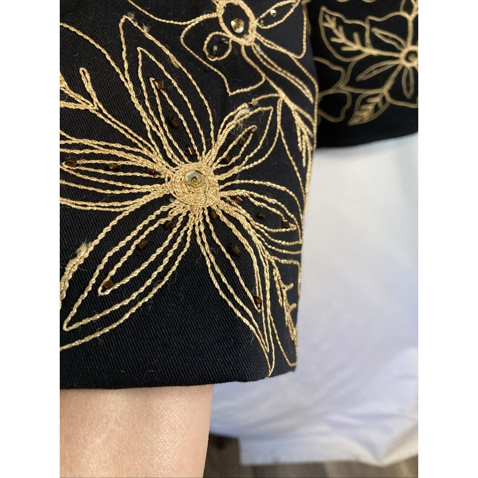 Other Vintage Jacket M Embroidered Button Up Black Gold Floral Size M / US 6-8 / IT 42-44 - 8 Thumbnail