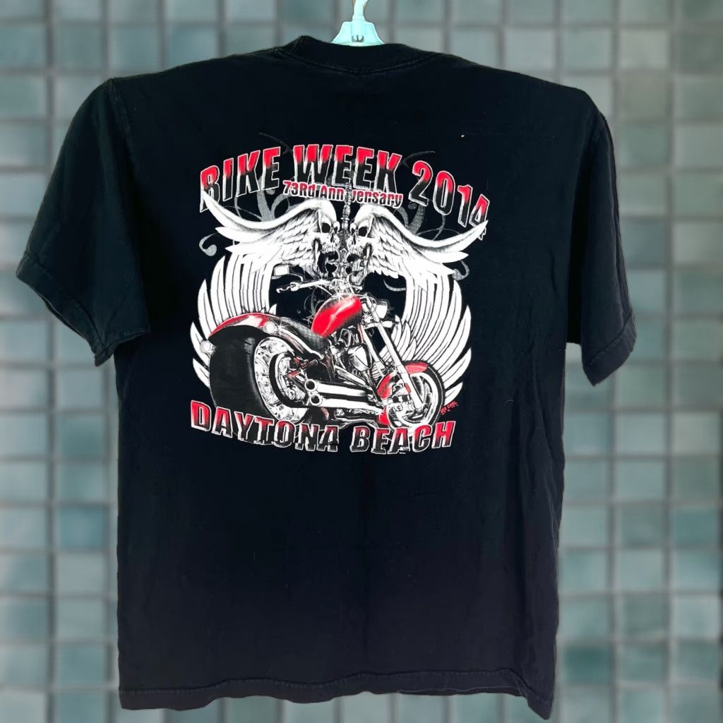 Vintage Alstyle Daytona Bike Week 73rd 2014 T Shirt Black Adult L Mens Short Sleeve Crew Neck Cotton Knit Logo Graphic Print Vintage No Size US L / EU 52-54 / 3 - 1 Thumbnail