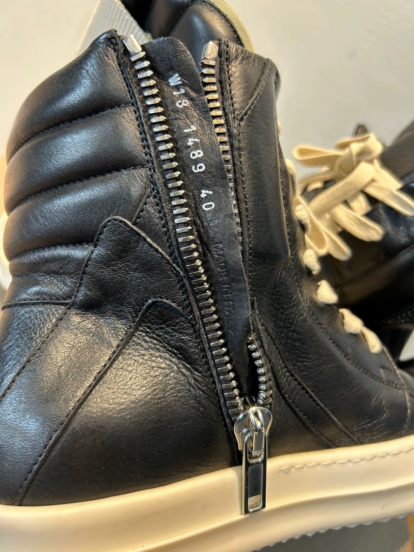 rick owens high-top leather sneakers size 40