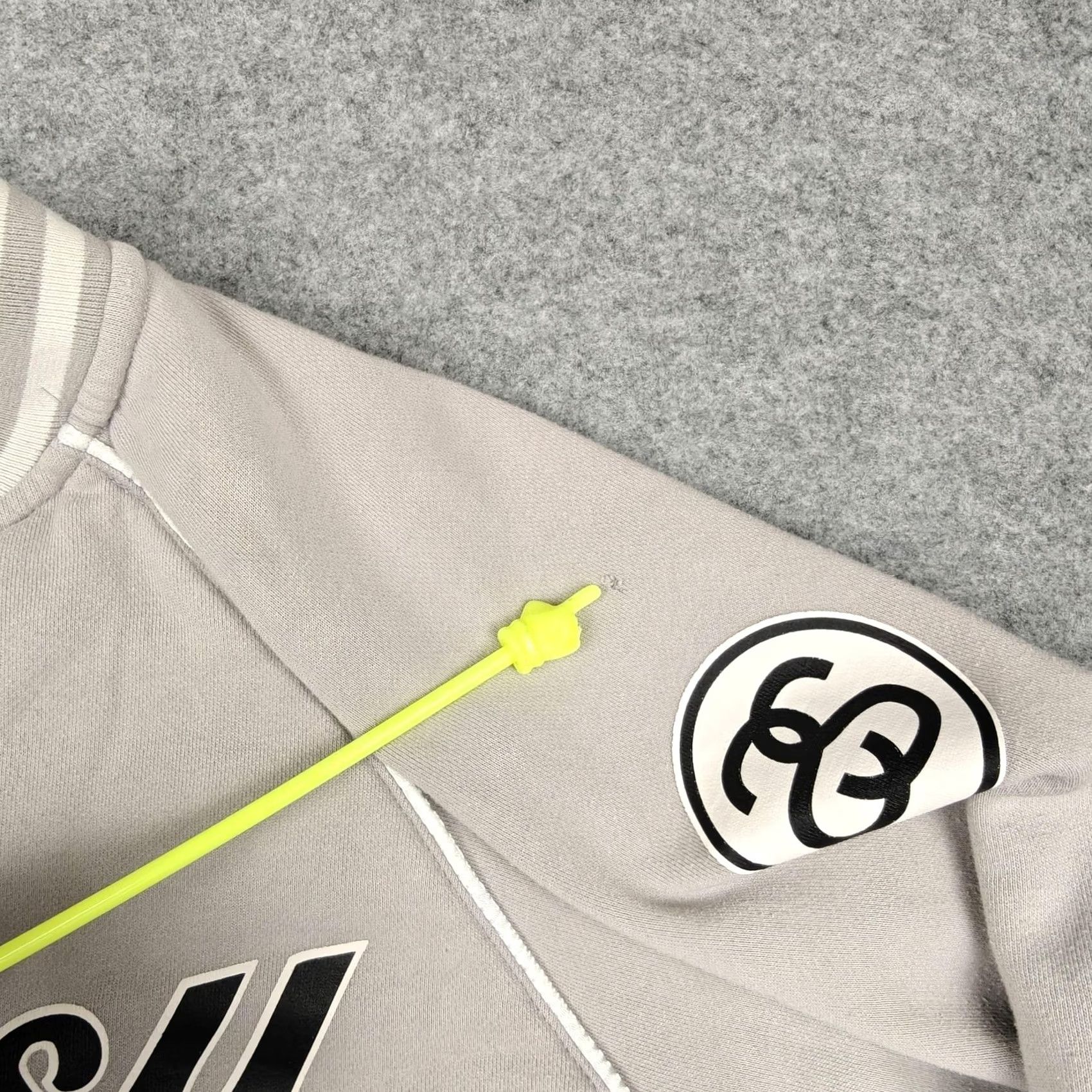 Logo 7 Stussy Jacket Mens Large Gray Fleece Varsity Snap Front Logo Pockets Striped Size US L / EU 52-54 / 3 - 6 Thumbnail