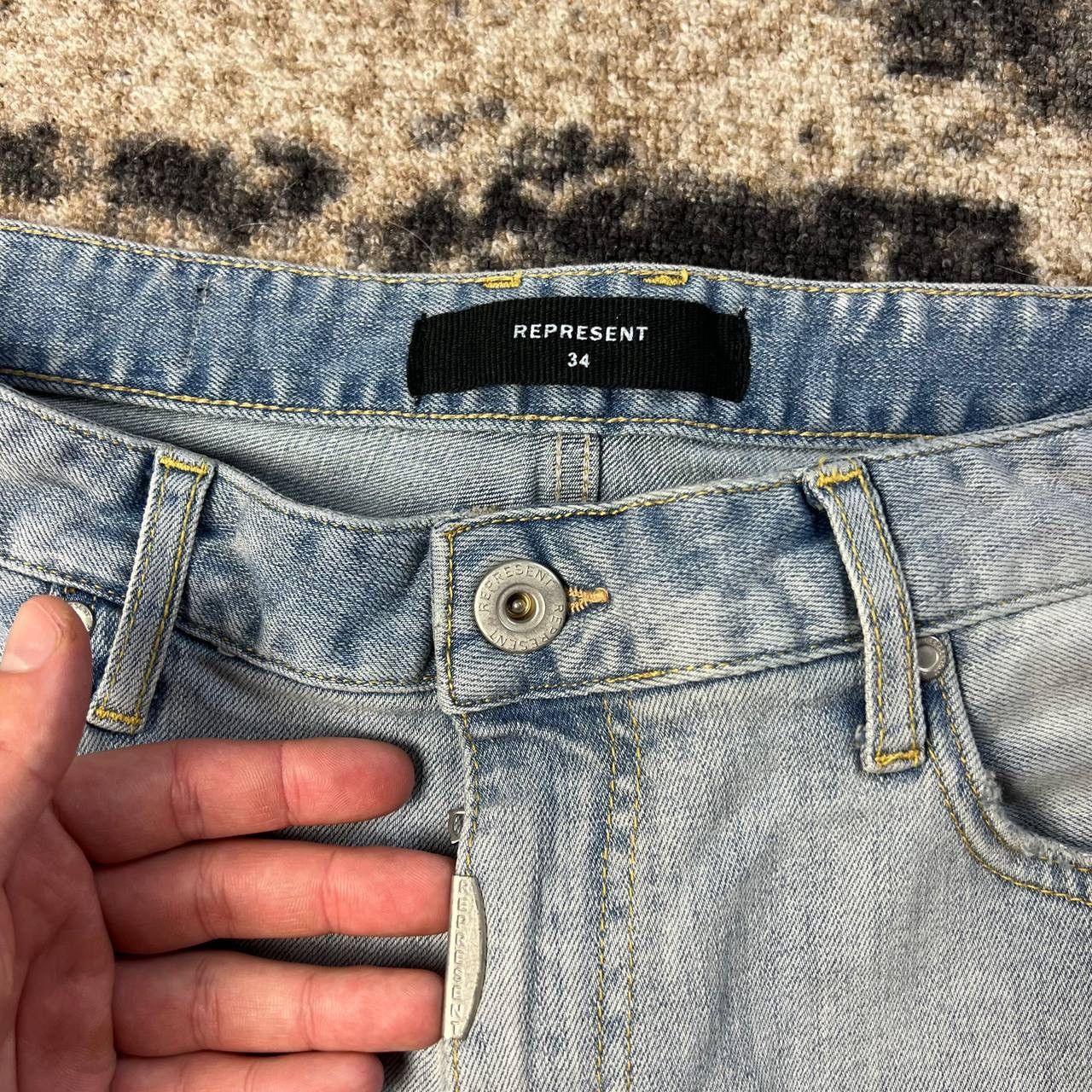 Represent Clo. Represent Distressed Style Blue Denim Jeans Streetwear Y2K Size US 34 / EU 50 - 6 Thumbnail