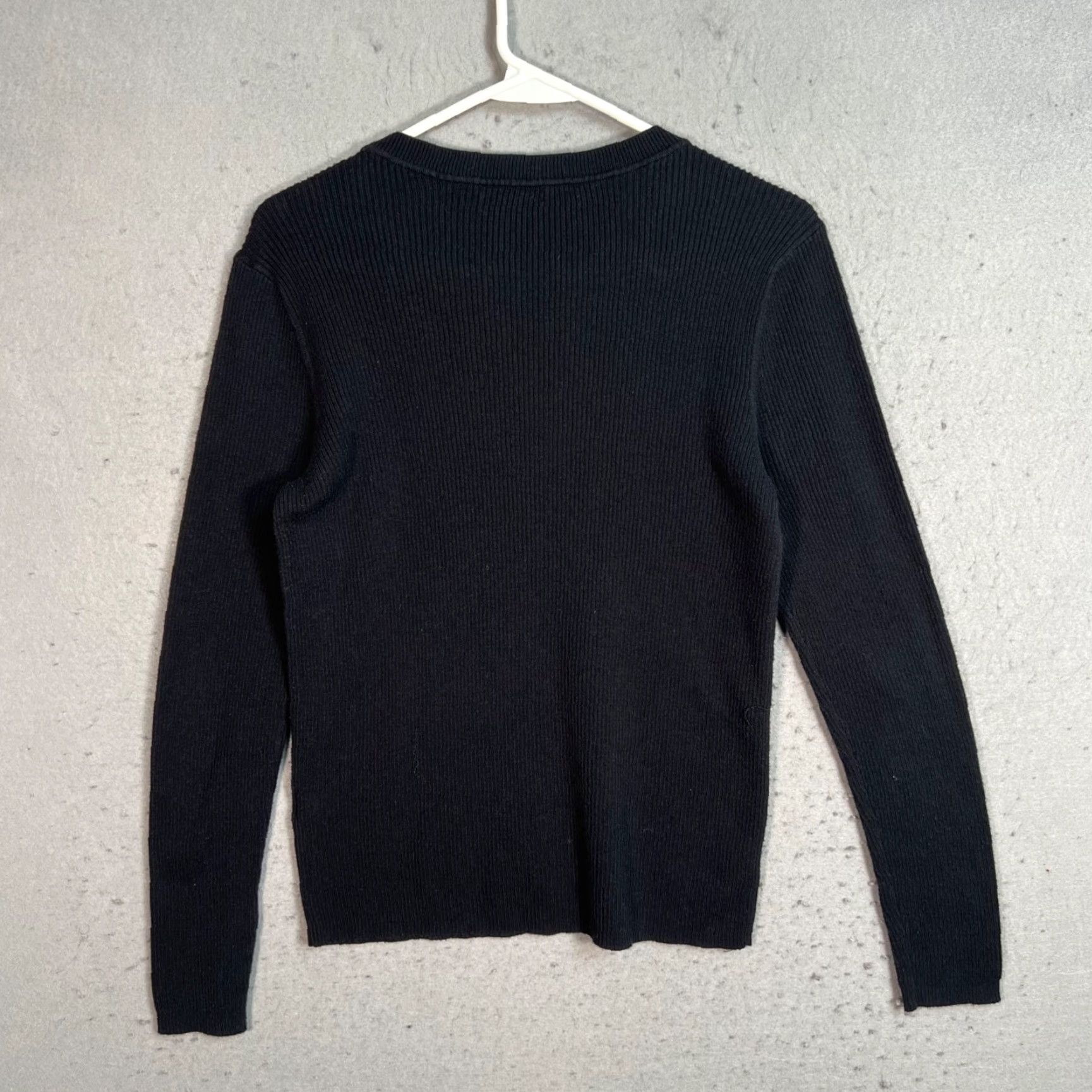 Vintage VINTAGE Halogen Women's Sweater Knit Long Sleeve Pullover Size L Black Ribbed Cotton Viscose Size L / US 10 / IT 46 - 2 Thumbnail