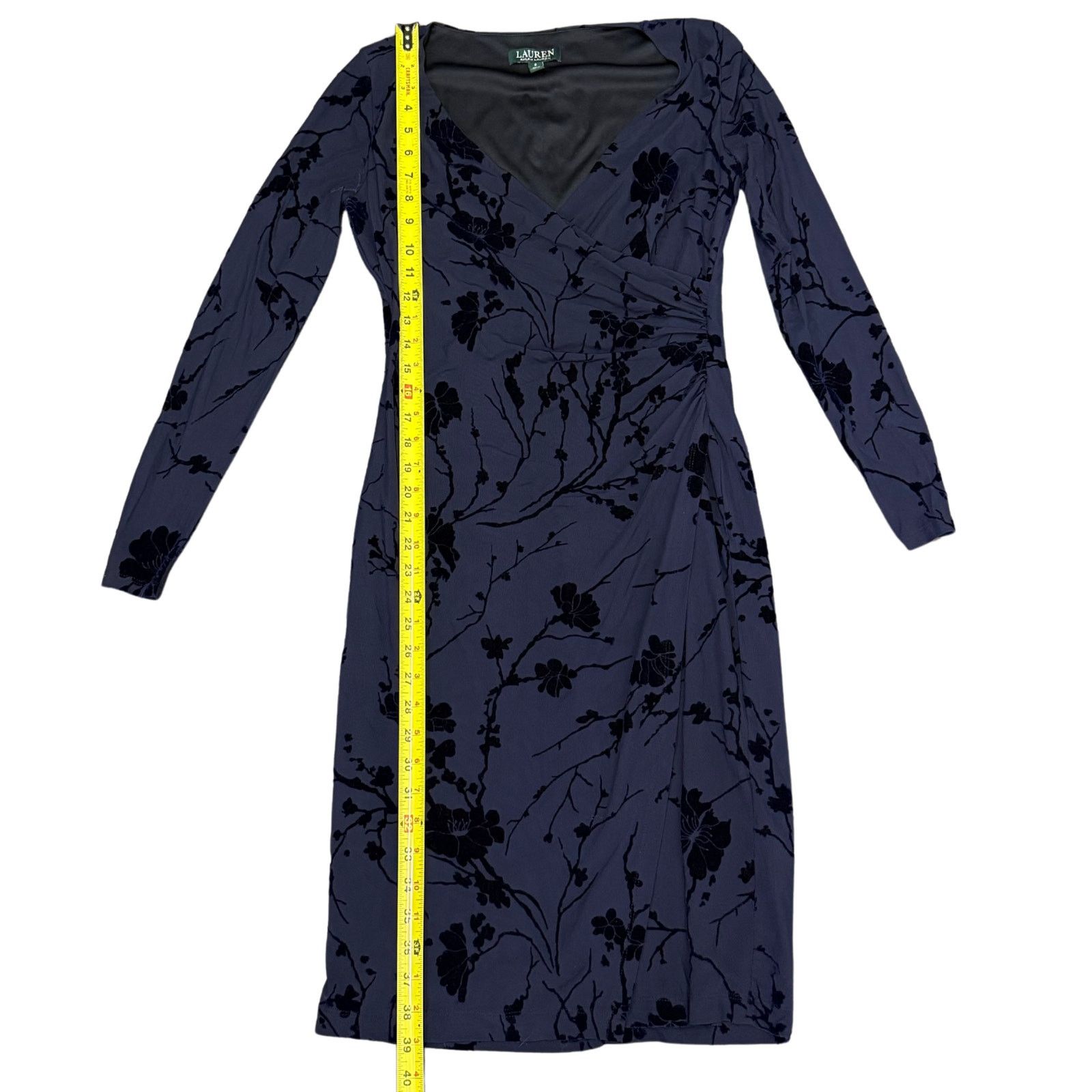Lauren Ralph Lauren Lauren Ralph Lauren Navy Blue Floral Wrap Dress Size XS / US 0-2 / IT 36-38 - 5 Thumbnail