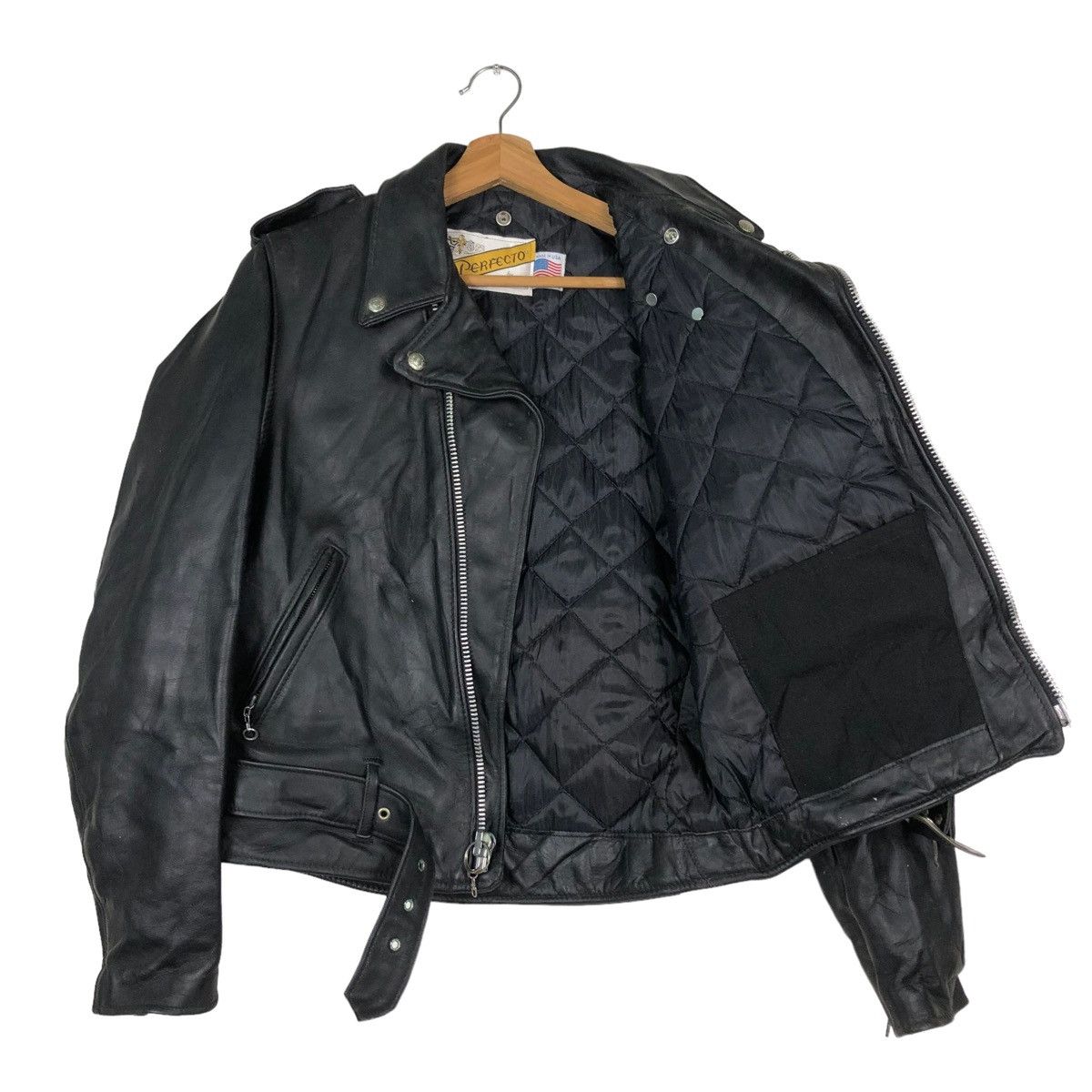 Schott ☄️VINTAGE DOUBLE COLLAR BIKER LEATHER JACKET SCHOTT PERFECTO Size US M / EU 48-50 / 2 - 13 Thumbnail
