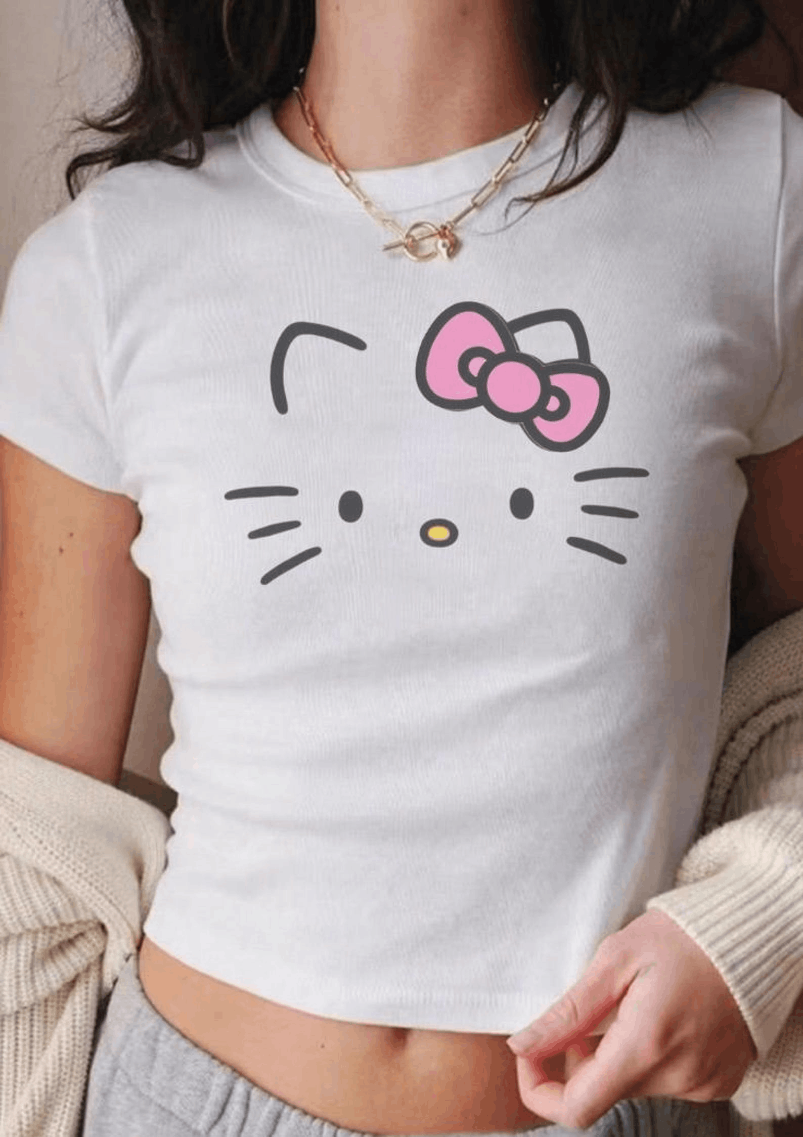 Other Hello Kitty Baby Tee – Y2K Cute Fitted Crop Top Size L / US 10 / IT 46 - 1 Thumbnail