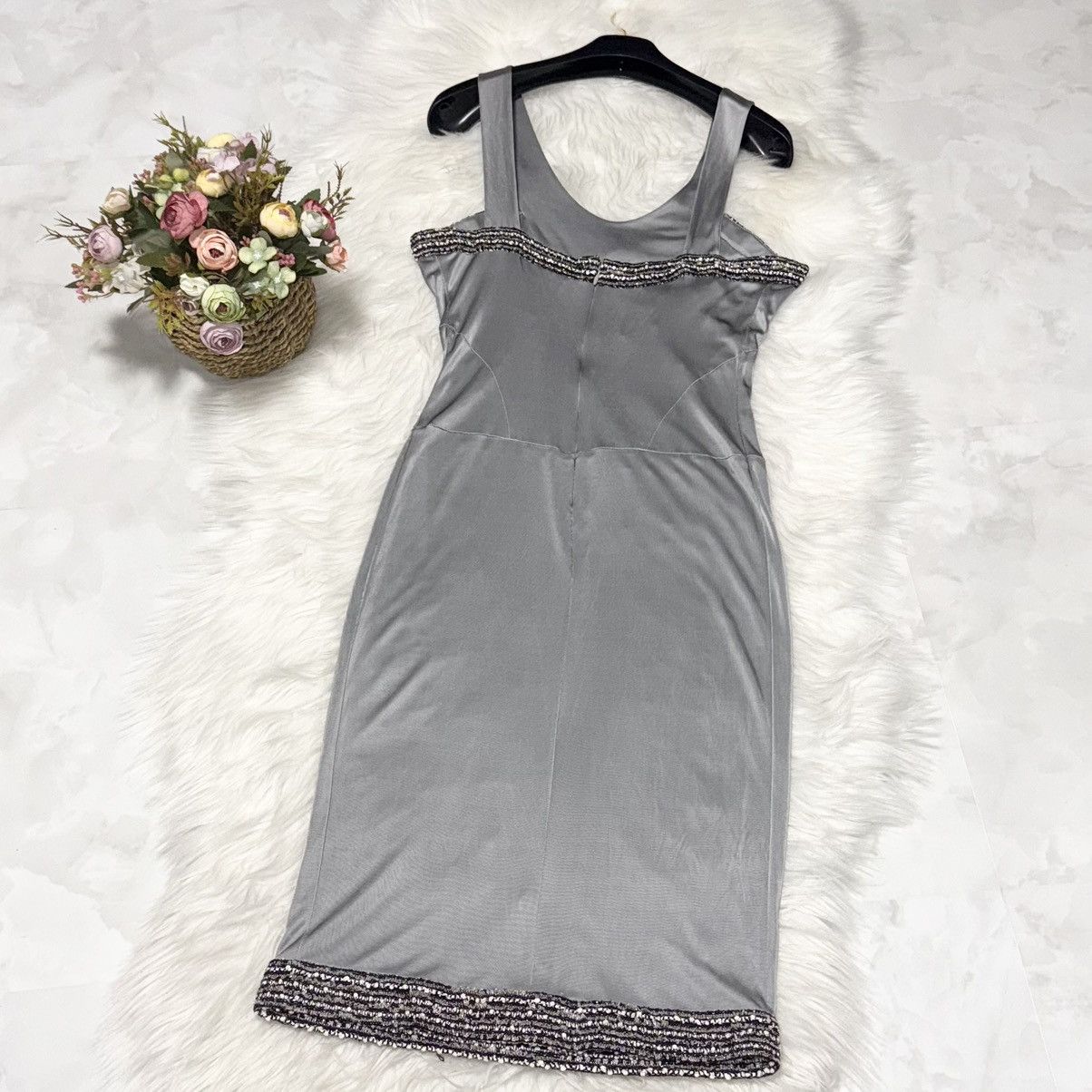 Chanel Genuine Chanel Trimmed Sleeveless Dress 40 Shiny Silver Gray Size M / US 6-8 / IT 42-44 - 3 Thumbnail
