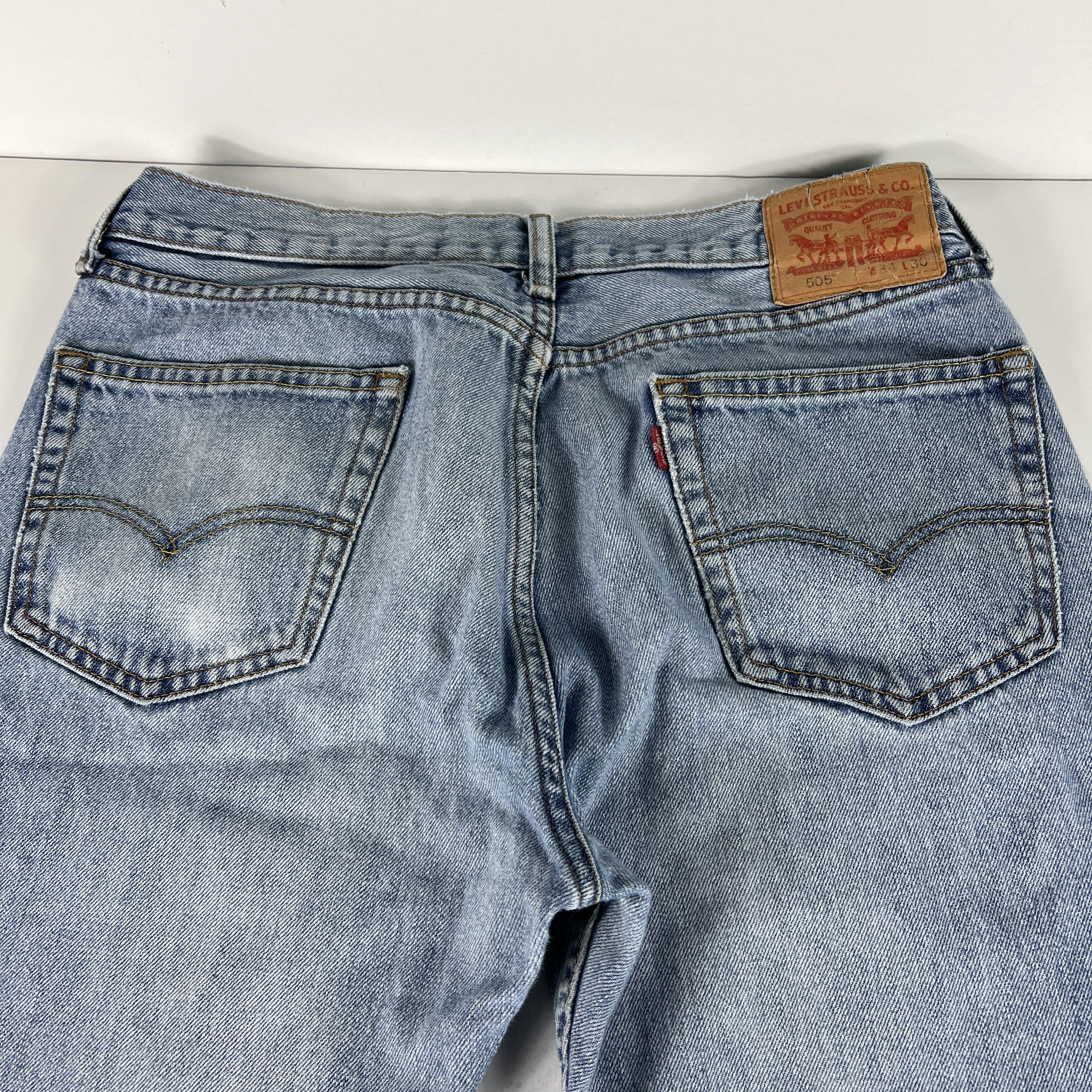 Levi's Levi's Jeans 505 Straight Blue Faded Whiskers Cotton Denim Size US 34 / EU 50 - 11 Thumbnail