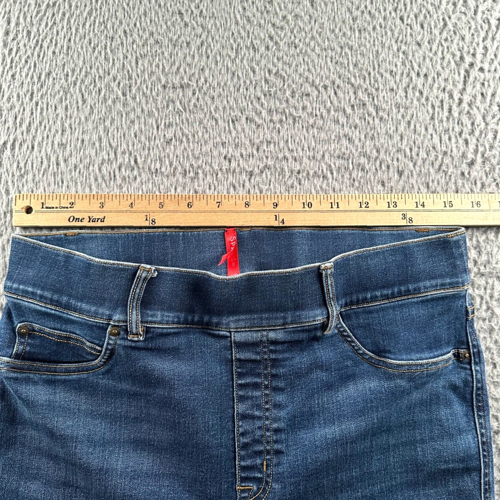 Spanx SPANX Jeans Womens L Flare Leg Pull On Stretch Denim Dark Blue Elastic Waist Jeans Size 36" / US 14 / IT 50 - 5 Thumbnail