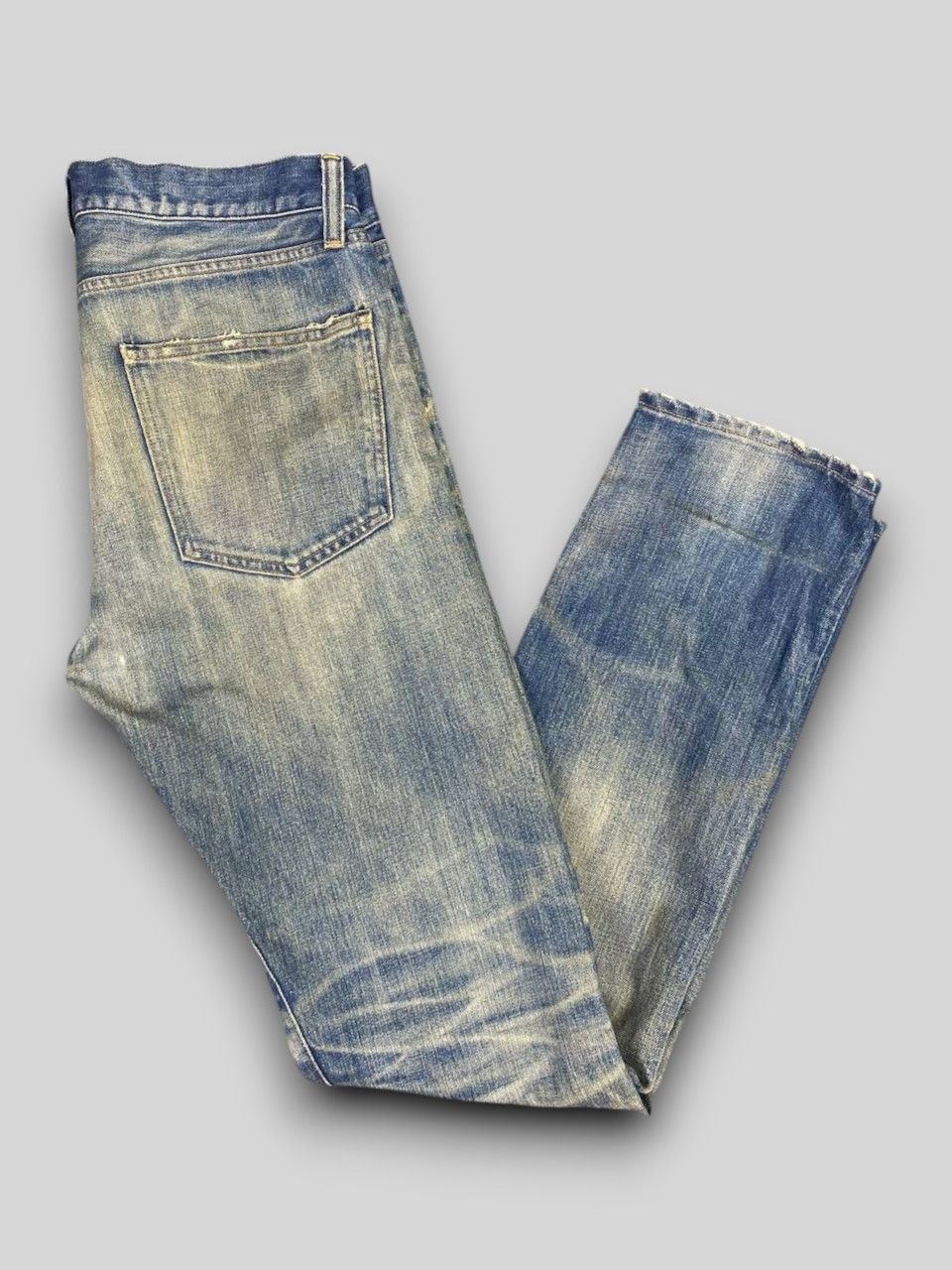Japanese Brand red card blue work denim japan distressed nice design Size US 34 / EU 50 - 1 Thumbnail