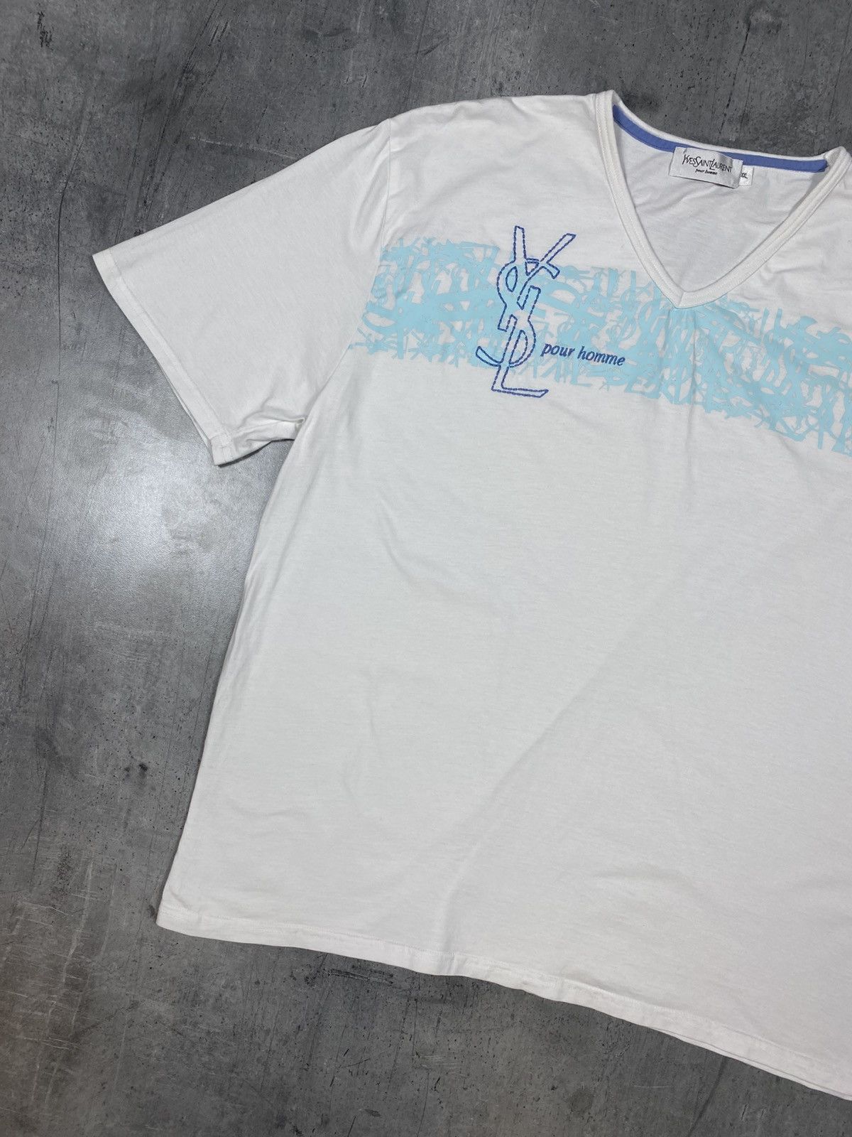 Yves Saint Laurent Vintage Yves Saint Laurent Big Logo Monogram tee ysl v-neck Size US XXL / EU 58 / 5 - 3 Thumbnail