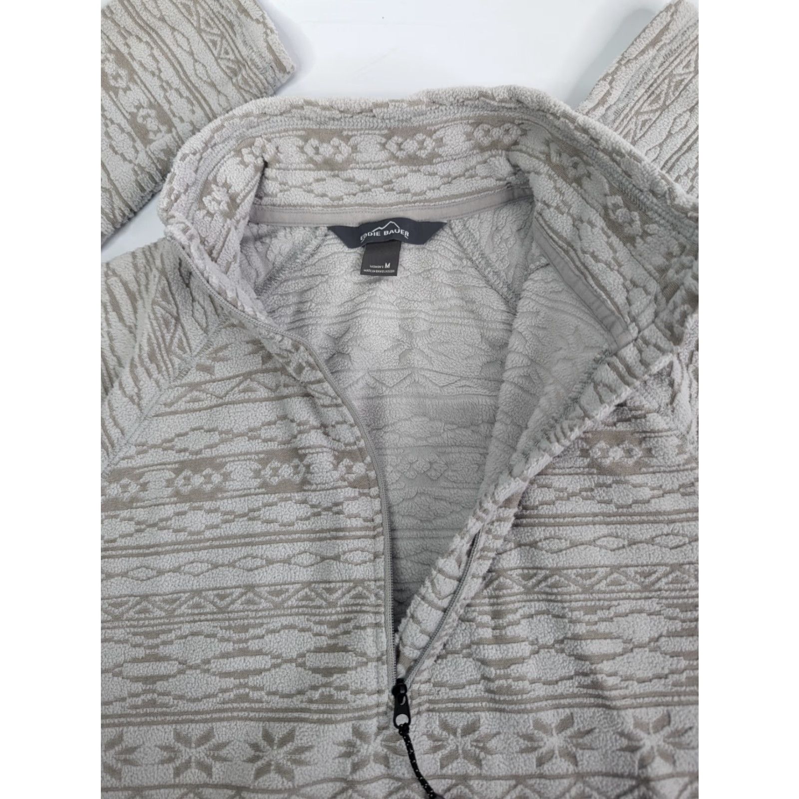 Eddie Bauer Eddie Bauer Sweater Women's Medium White Aztec Fair Isle Print 1/4 Zip Pullover Size M / US 6-8 / IT 42-44 - 6 Thumbnail