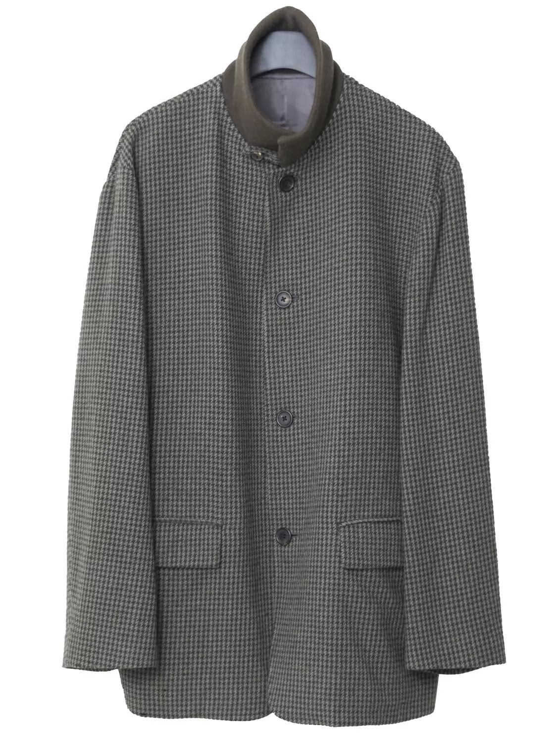 Yohji Yamamoto Yohji Yamamoto Vtg Houndstooth Deep Olive Overcoat Size US M / EU 48-50 / 2 - 1 Thumbnail