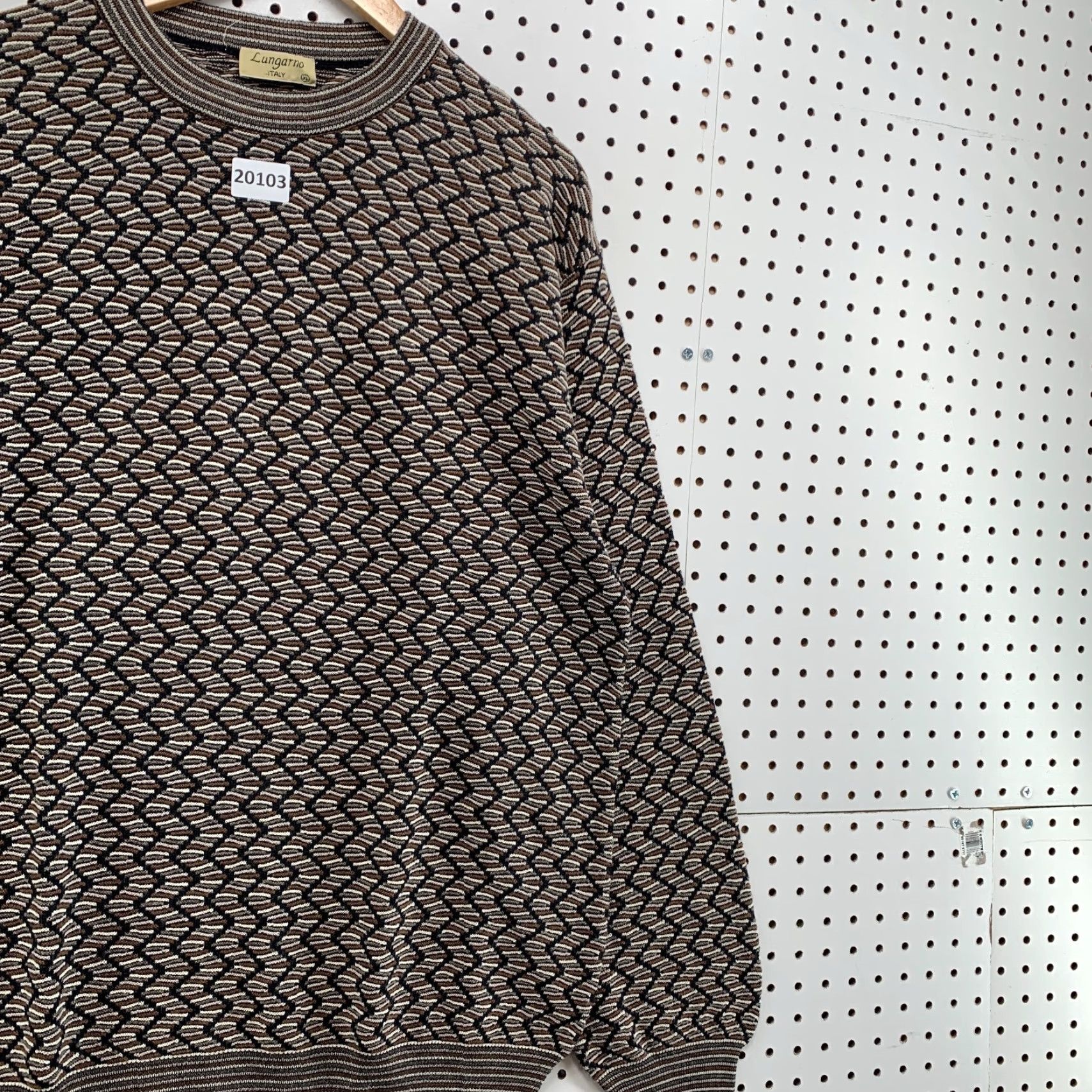 Vintage LUNGARNO Pullover Sweater 3D Knit Knit Geometric Crew Neck Mens XL Brown Size US XL / EU 56 / 4 - 4 Thumbnail