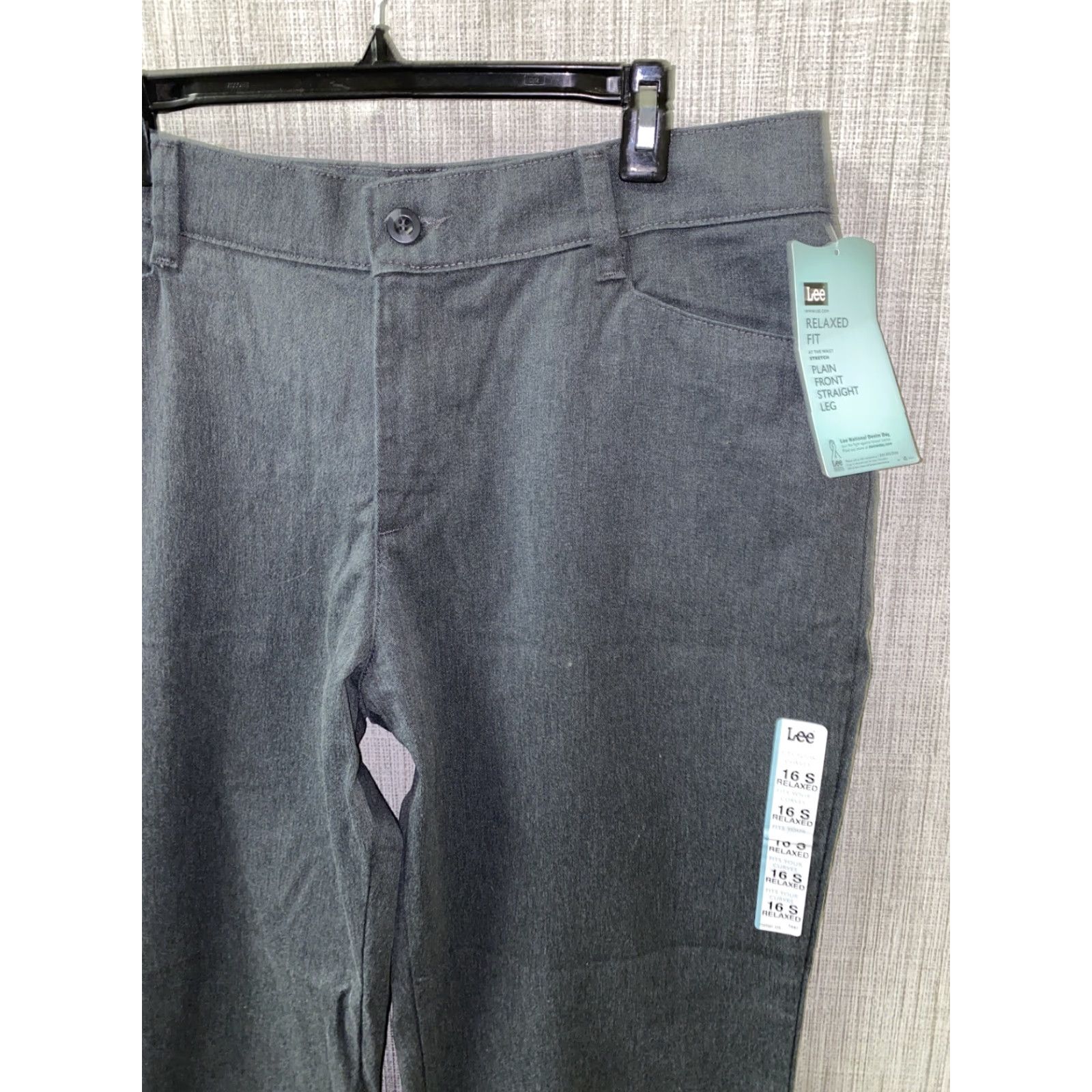 Lee Lee Pants Womens Gray Relaxed Fit Straight Leg 16S NWT Regular 29in Cotton Blend Casual Size 38" / US 16 / IT 52 - 2 Thumbnail