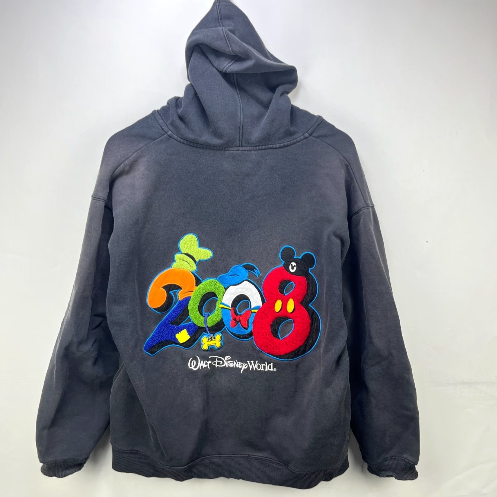 Disney VINTAGE Disney World 2008 Y2K Hoodie Men M Black Zip Full Zip Sun Faded Size US M / EU 48-50 / 2 - 2 Thumbnail