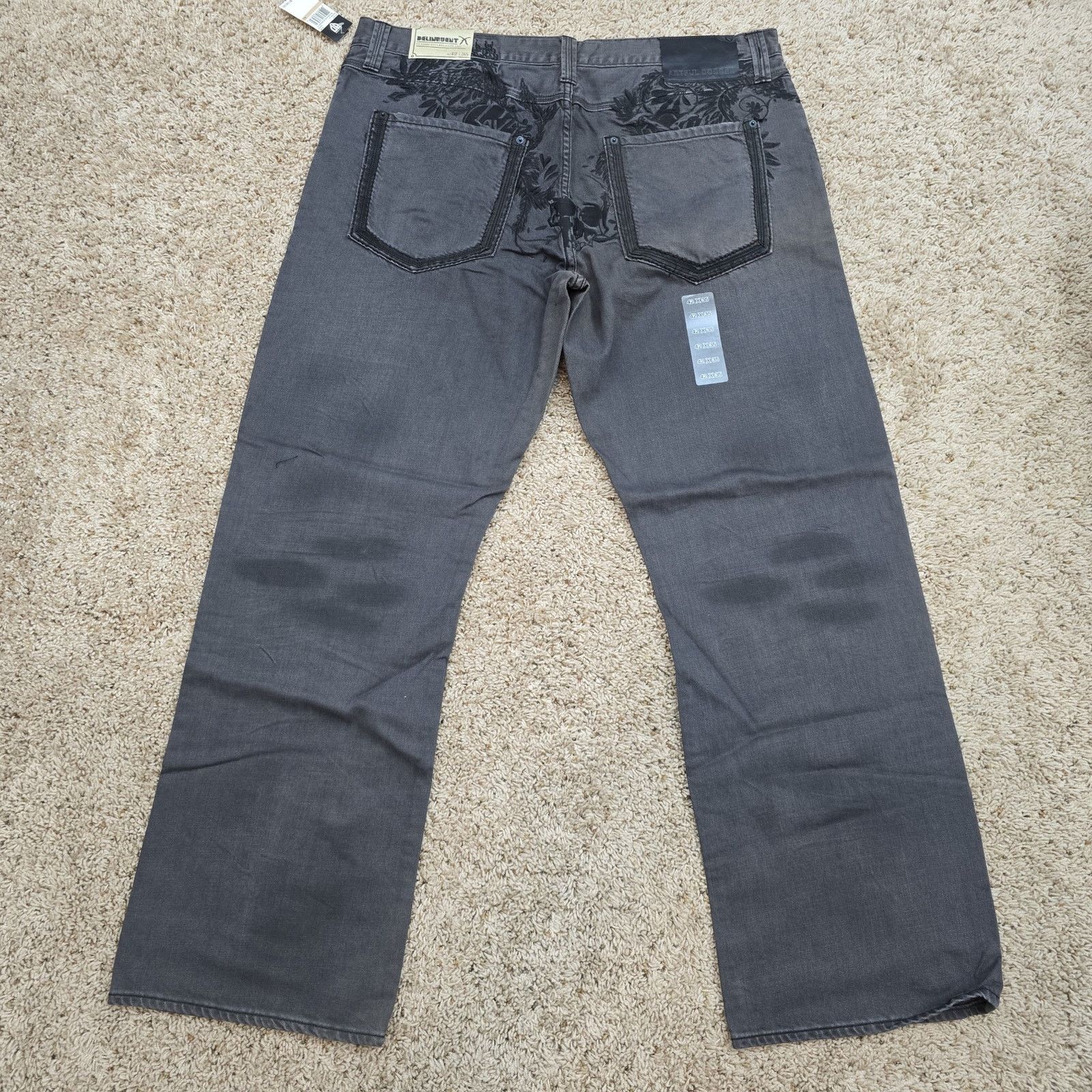 Artful Dodger Deadstock Y2K Artful Dodger Gray Black Skull Jeans 42 NWT Size US 42 / EU 58 - 1 Thumbnail