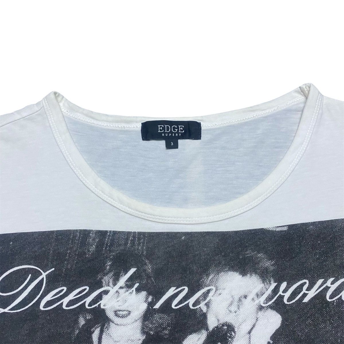 Japanese Brand × Vintage Rare‼️🔥Vintage EDGE RUPERT Deeds No Words Photo Tee T-Shirt Size S / US 4 / IT 40 - 3 Thumbnail