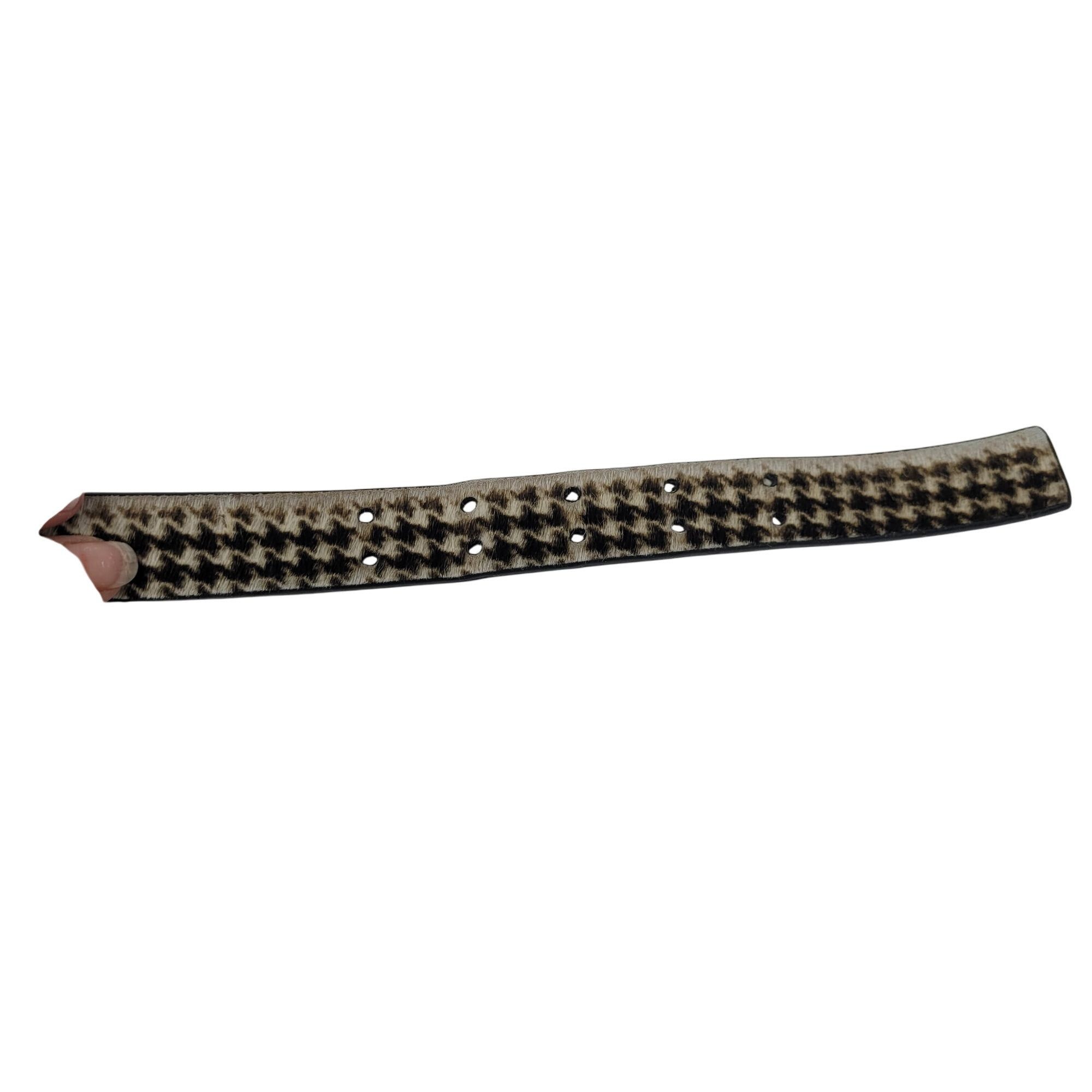 Nanette Lepore Nanette Lepore Houndstooth Gingham Genuine Leather Fur Belt Size ONE SIZE - 7 Thumbnail