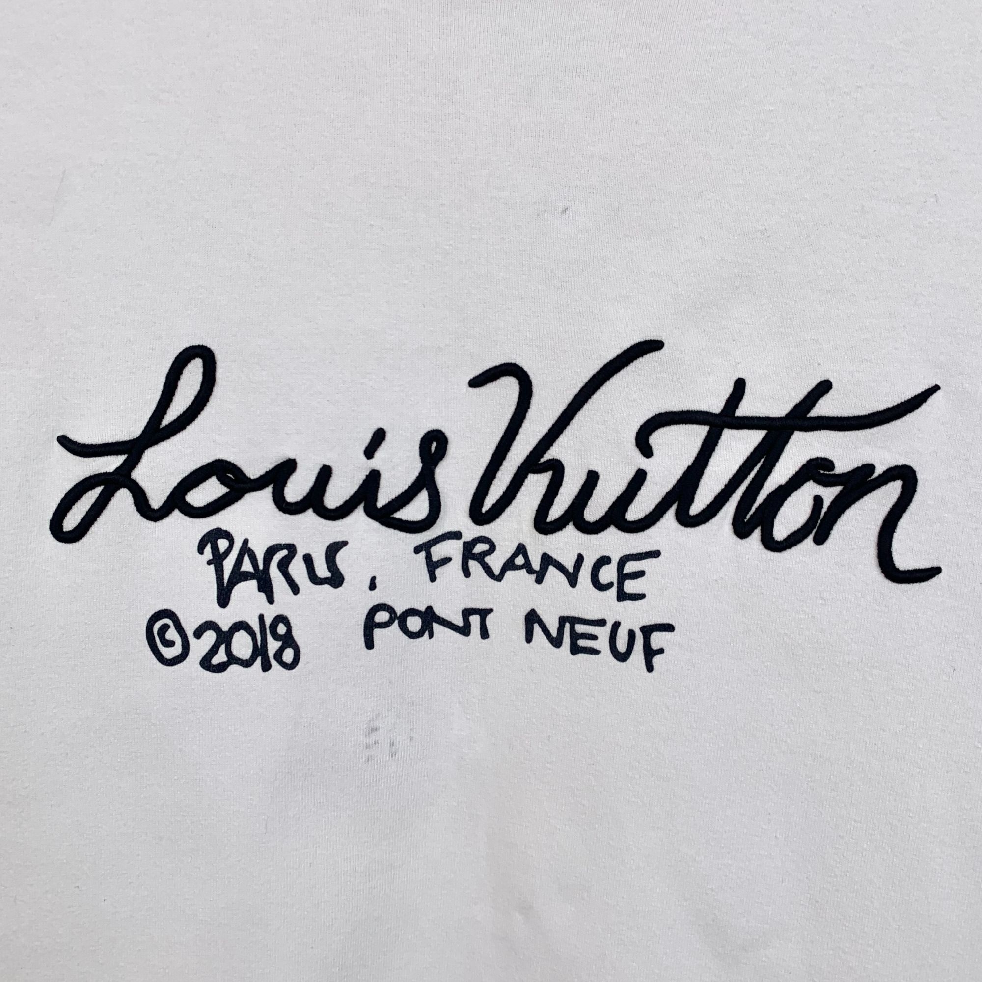 Louis Vuitton Louis Vuitton White Cotton T-Shirt With Black Script Logo De Size M / US 6-8 / IT 42-44 - 4 Thumbnail
