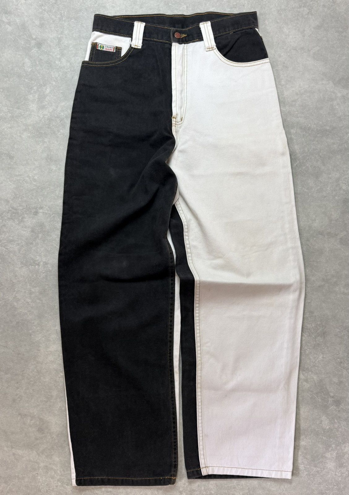 Cross Colours Rare Vintage 90s Cross Colour Two Tone Denim Size US 31 - 2 Thumbnail