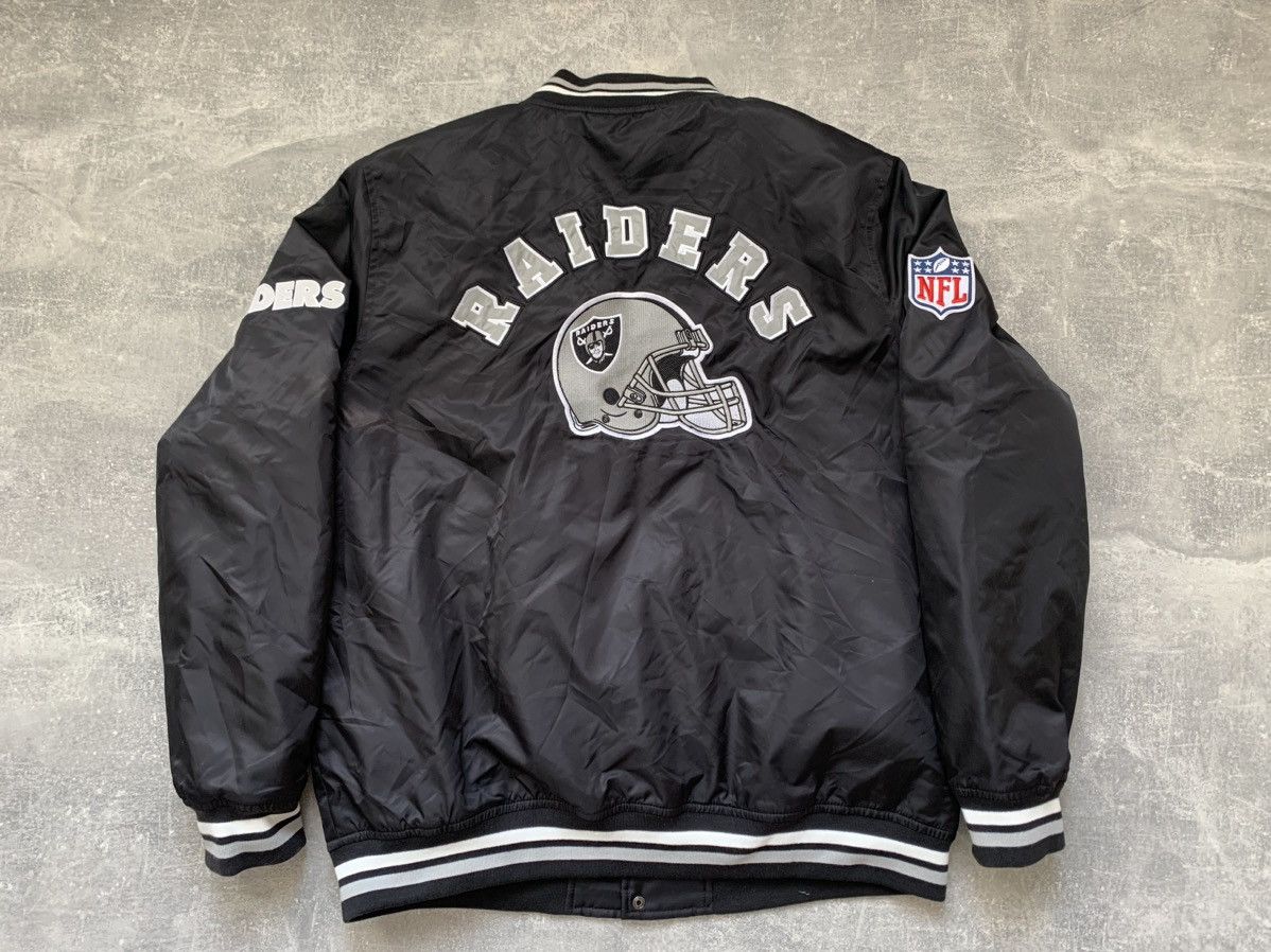 NFL NFL Raiders Black Nylon Buttoned Bomber Jacket Size US XL / EU 56 / 4 - 1 Thumbnail