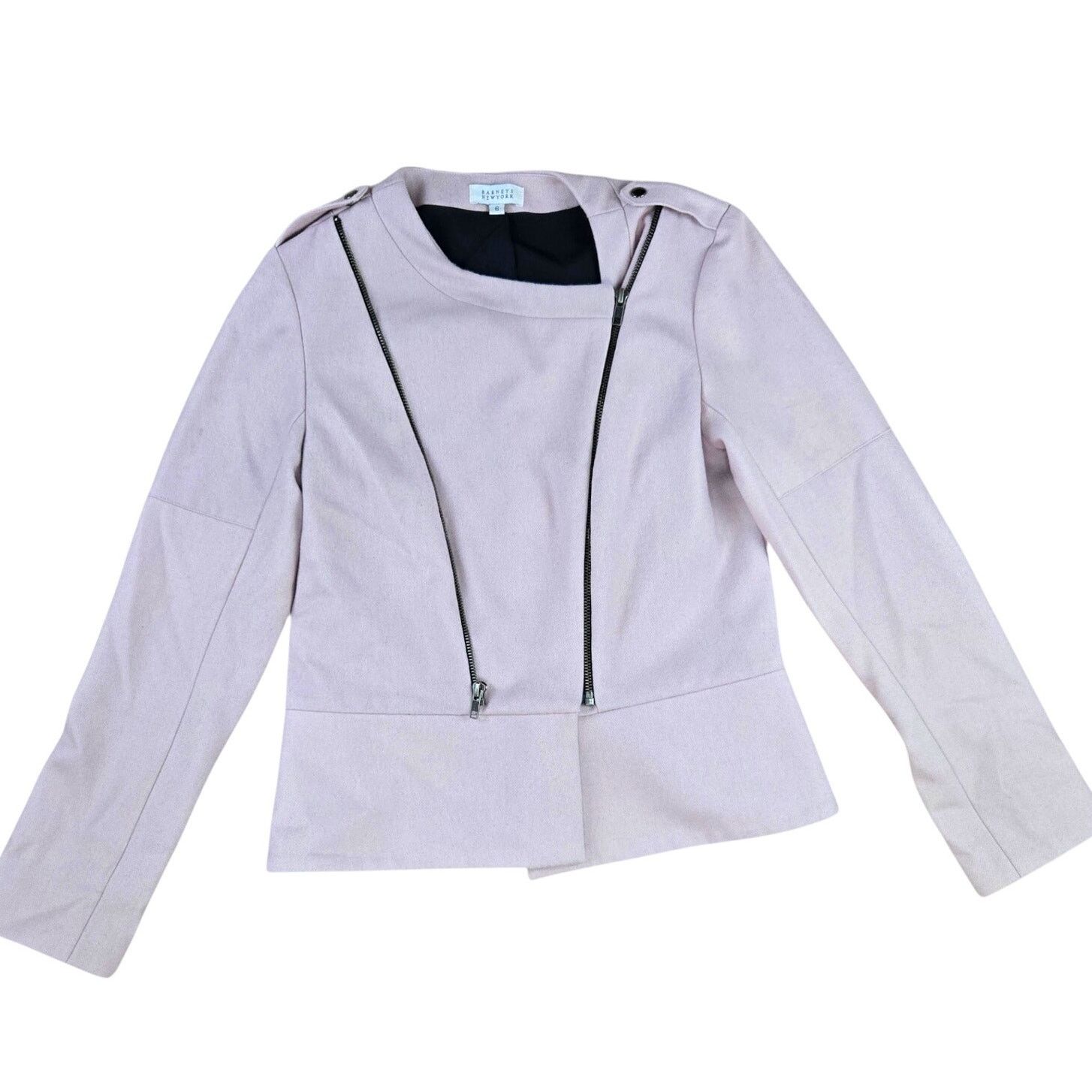 Barneys New York Vintage Barneys Pink Wool Blend Moto Jacket Size 6 Size M / US 6-8 / IT 42-44 - 2 Thumbnail