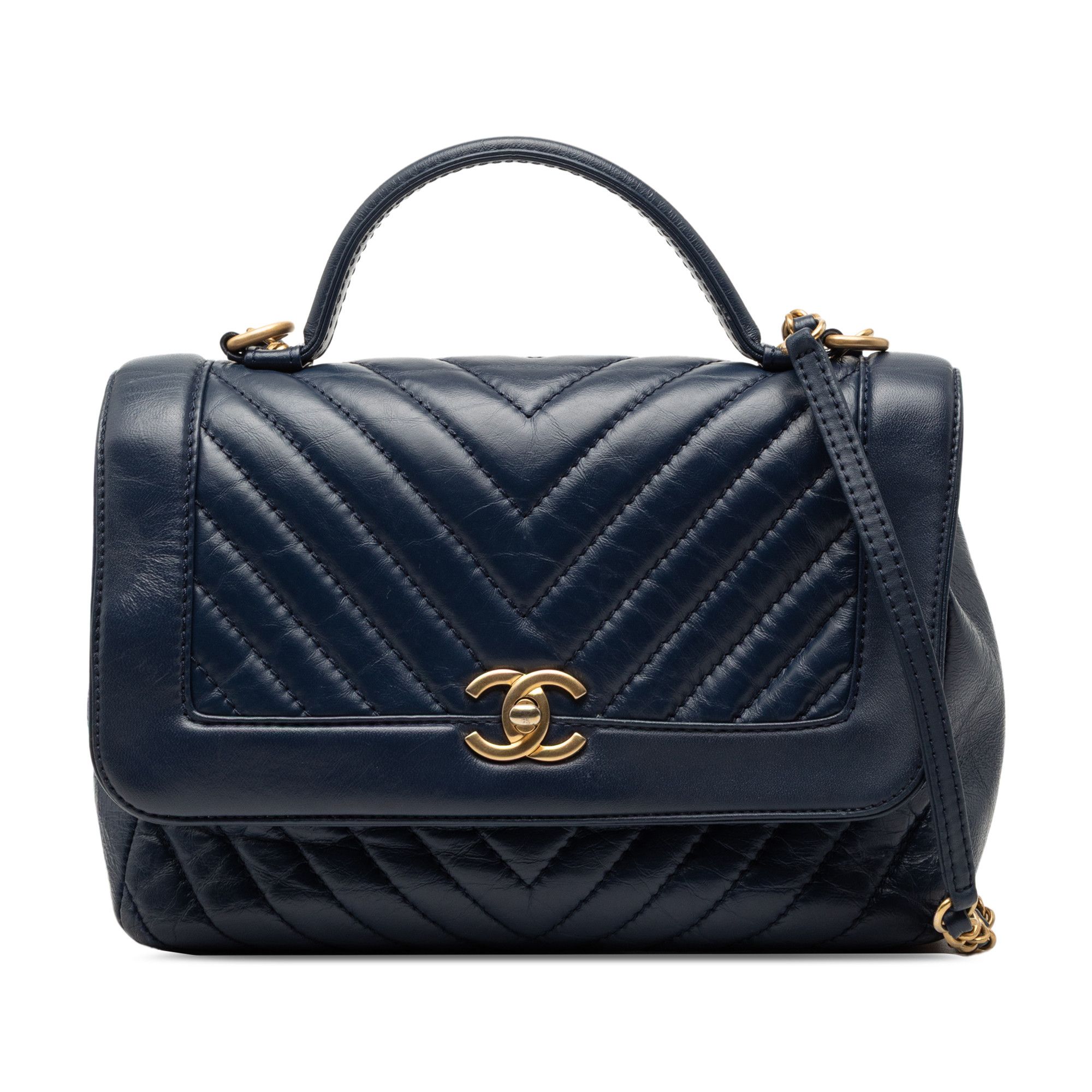 Chanel Chanel CC Chevron Aged Calfskin Top Handle Flap Size ONE SIZE - 1 Thumbnail