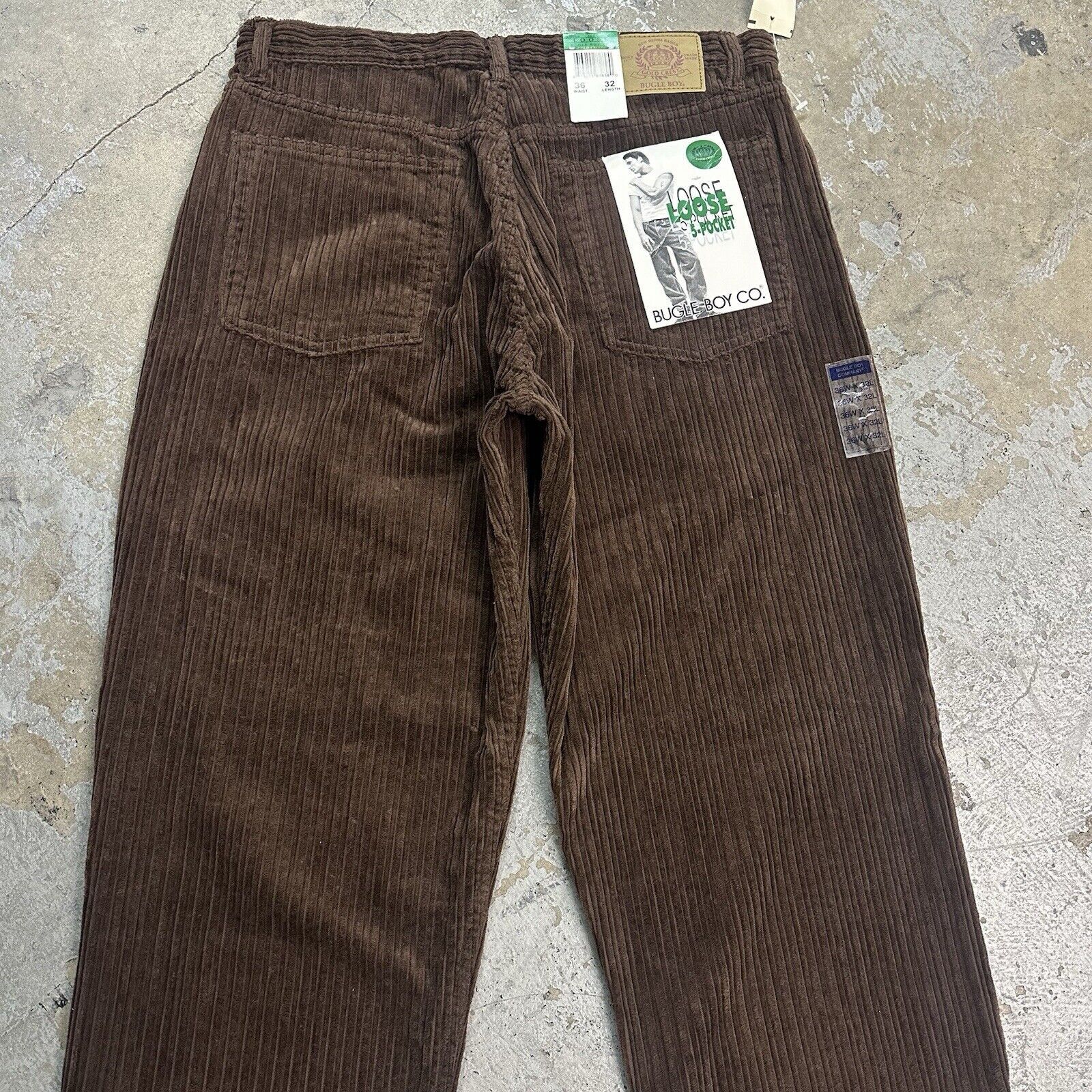 Anchor Blue × Bugle Boy × JNCO NWT Vintage Bugle Boy Brown Loose Baggy Corduroy Pants 36x32 Size US 36 / EU 52 - 4 Thumbnail