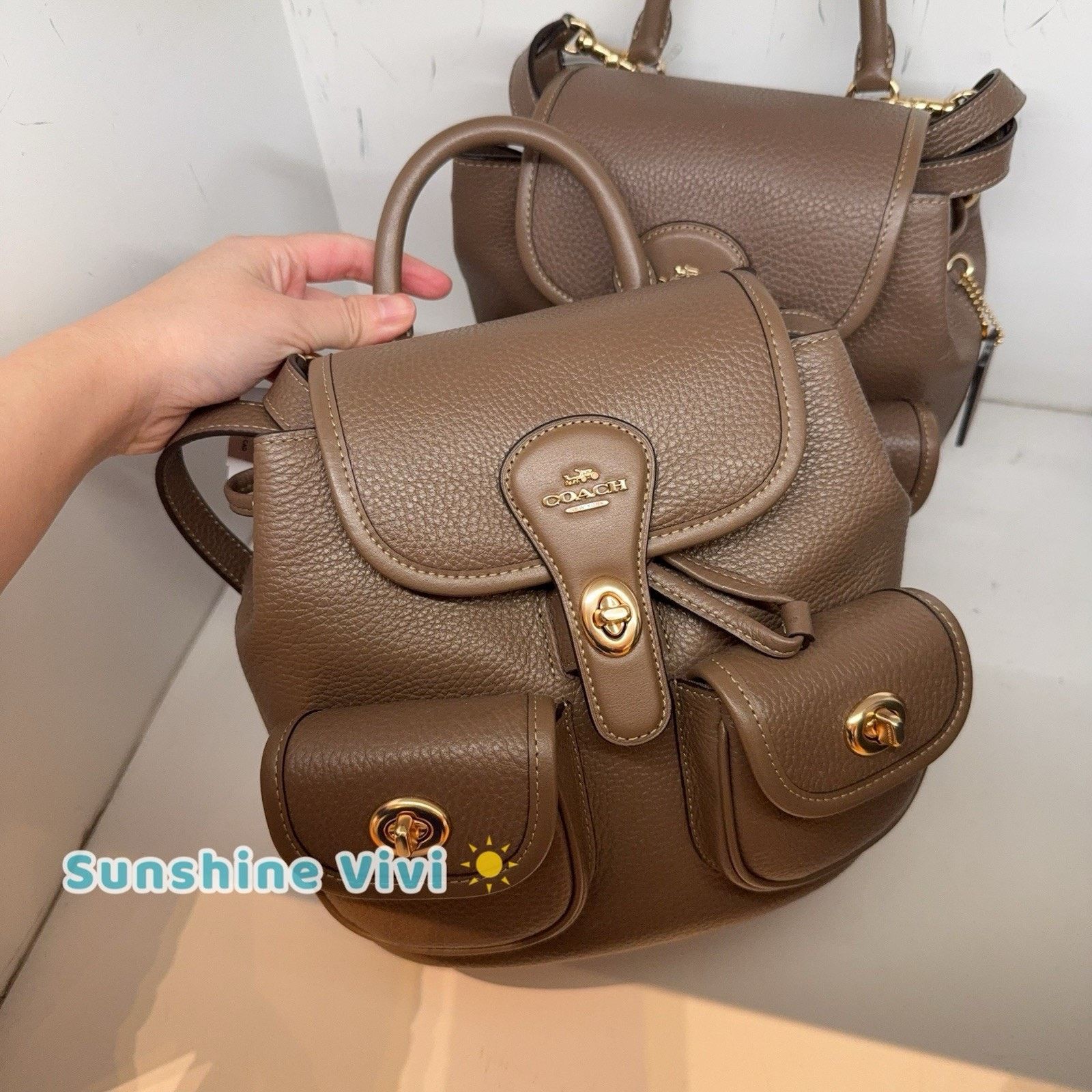 Coach NWT Coach Hadley Backpack CBH09 pebble leather Dark stone Size ONE SIZE - 1 Thumbnail