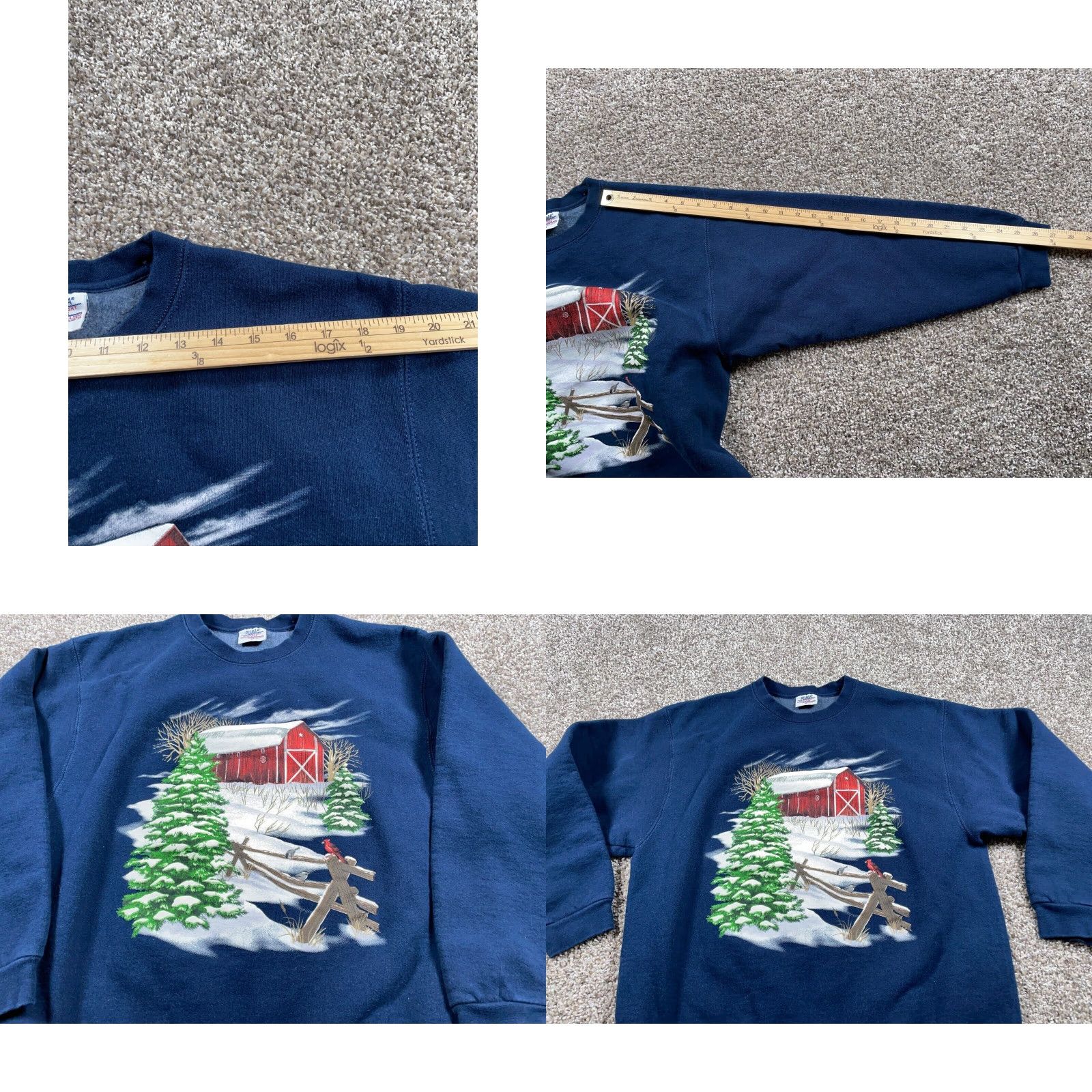 Vintage VTG Pluma Scenic Bird Barn Outdoor Print Sweatshirt Adult Large Blue Heavyweight Size L / US 10 / IT 46 - 8 Thumbnail