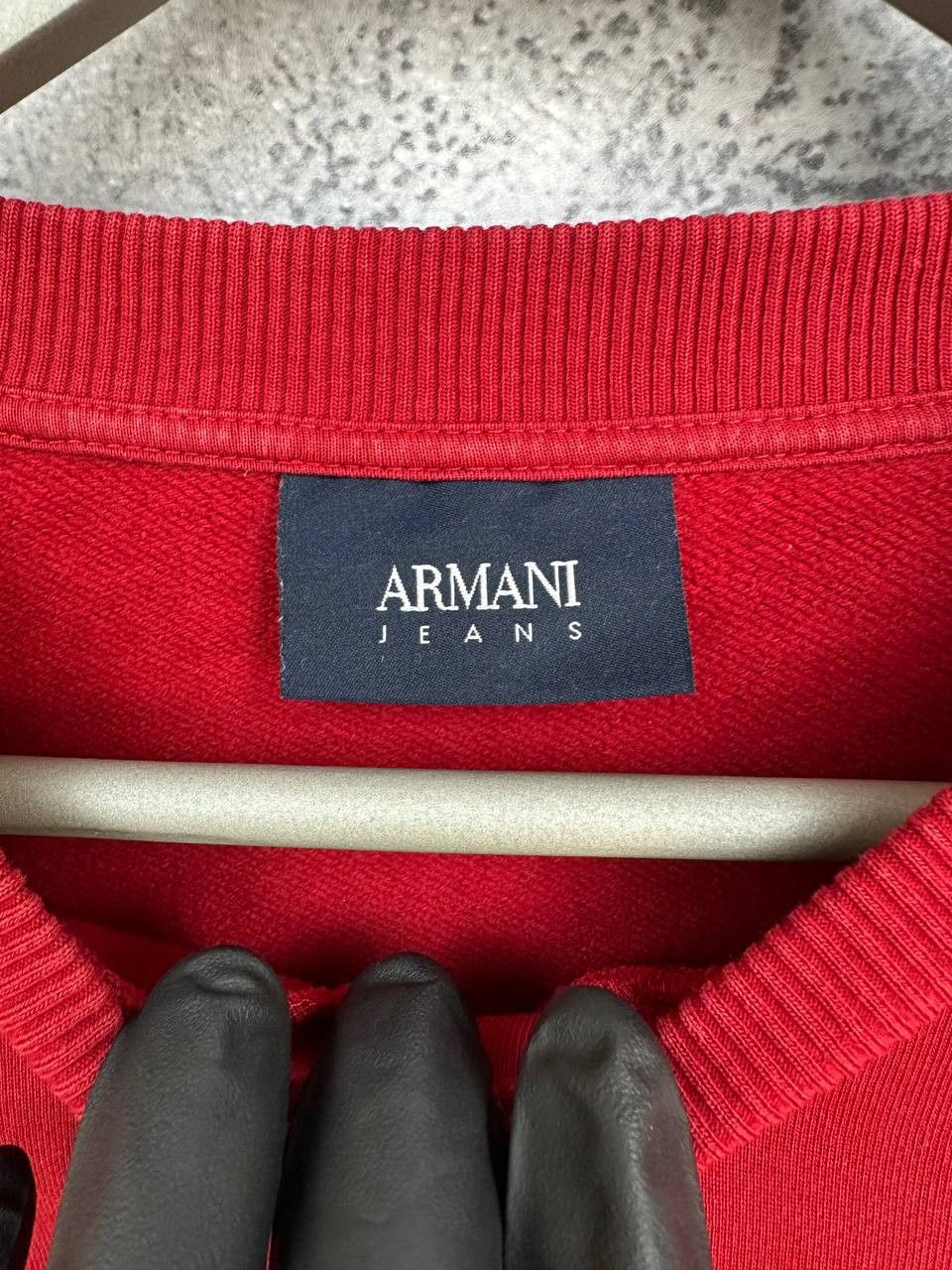 Giorgio Armani Armani Jeans Logo Embroidered Cotton Sweatshirt Red Crewneck Size US XXL / EU 58 / 5 - 15 Thumbnail