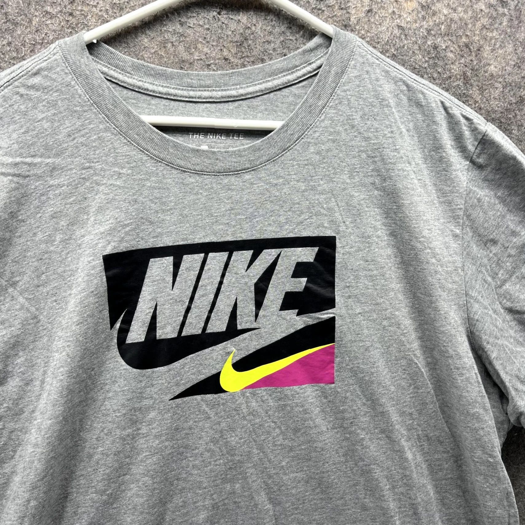 Nike VINTAGE Nike Shirt Men XXL Adult Heather Gray Box Logo Crewneck Cotton Swoosh Spell Out Size US XXL / EU 58 / 5 - 4 Thumbnail