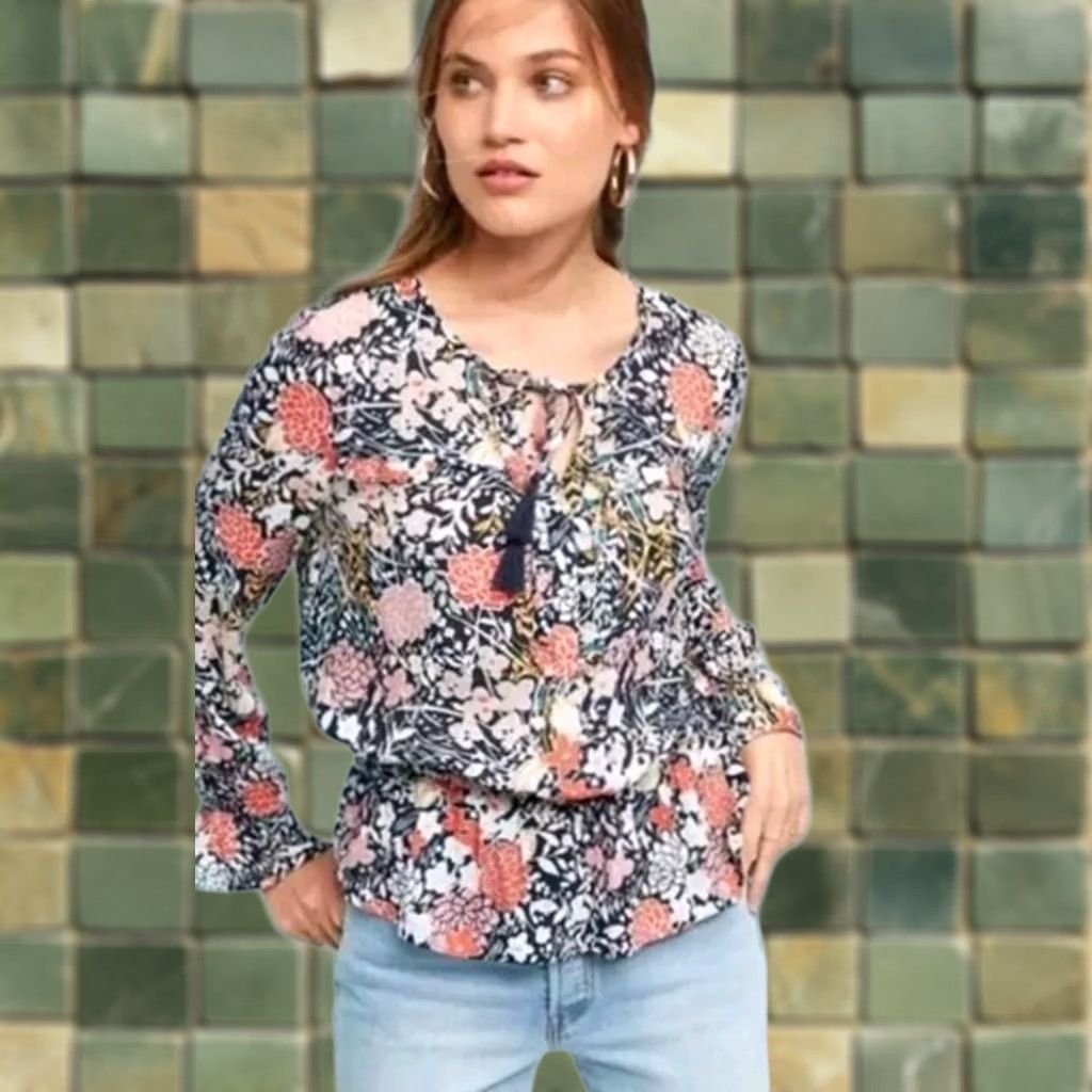 Anthropologie Anthropologie Maeve Floral Begonia Peasant Top Boho Lagenlook Small Size S / US 4 / IT 40 - 1 Thumbnail