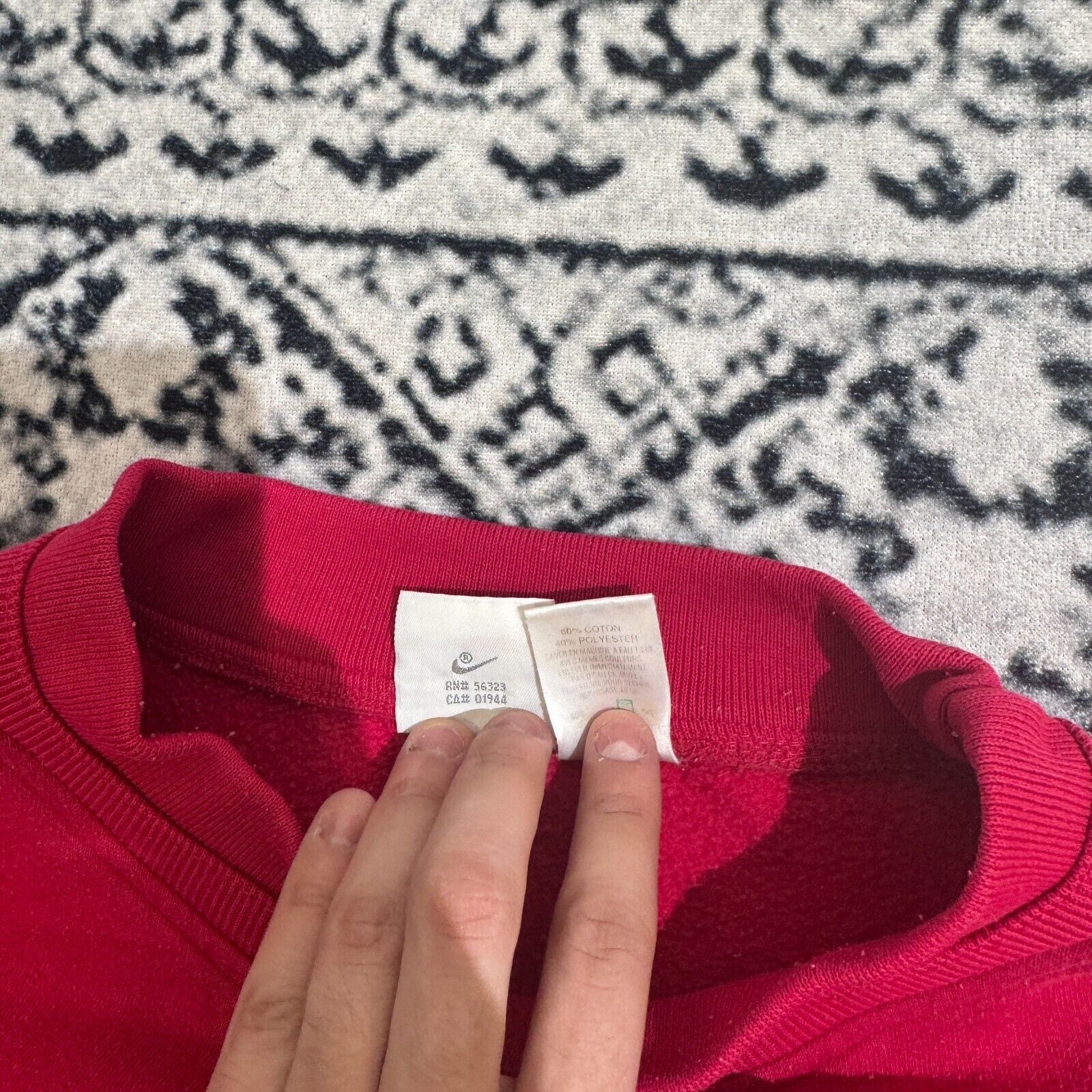 Nike × Vintage Vintage Nike Red Cotton Crewneck Size XXL 90s Center Swoosh Size US XXL / EU 58 / 5 - 8 Thumbnail