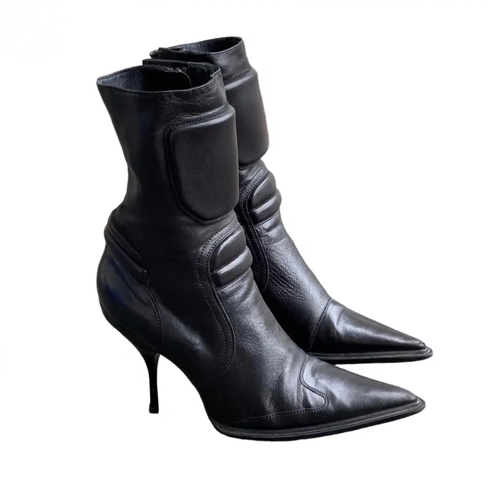 Miu Miu VINTAGE LEATHER MOTO BOOTS Size US 9.5 / IT 39.5 - 2 Thumbnail