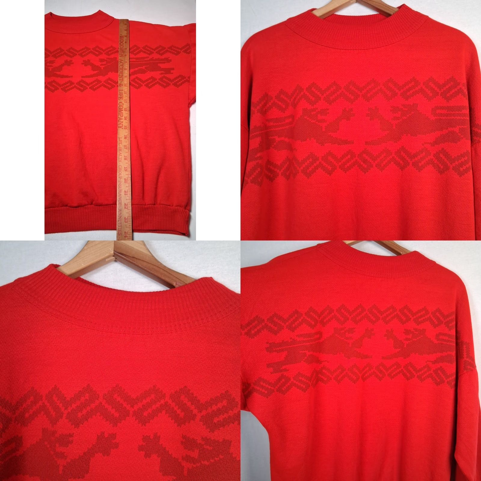 Griffin VINTAGE VA-HO Griffin Sweatshirt Shirt Women S Red Mock Neck Pullover Knit Acrylic - 90s Style? Size S / US 4 / IT 40 - 8 Thumbnail