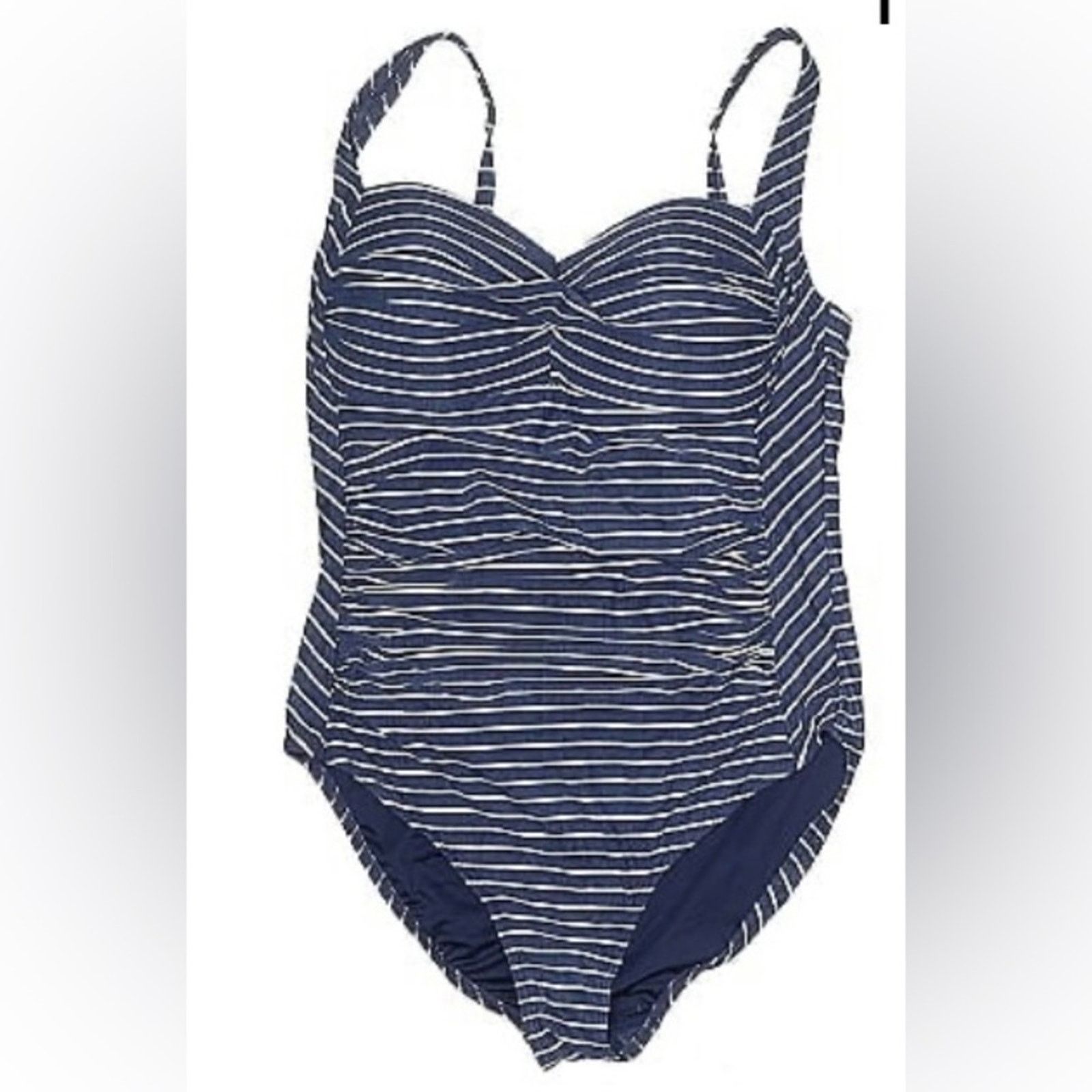 The Unbranded Brand Nip Tuck Blue and White Striped One Piece Swimsuit Size M / US 6-8 / IT 42-44 - 1 Thumbnail