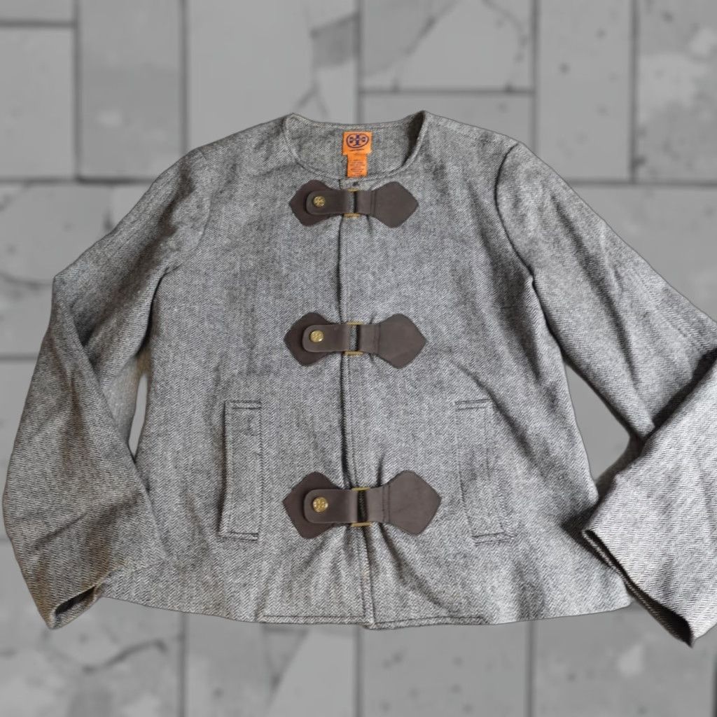 Tory Burch Tory Burch Blazer Brown Small Herringbone Tweed Jacket Front Toggle Privacy 22061513 Size S / US 4 / IT 40 - 1 Thumbnail