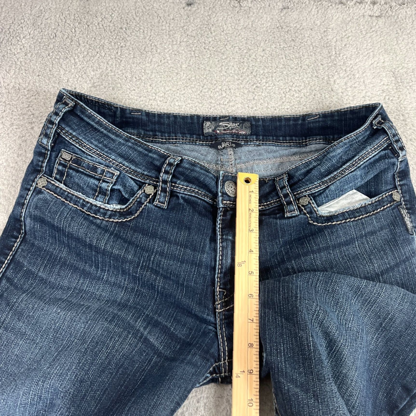Silver Jeans Co. Silver Jeans Women's Bootcut Jeans 33x30 Dark Wash Flap Pocket Cotton Blend Size 24" / US 00 / IT 34 - 4 Thumbnail