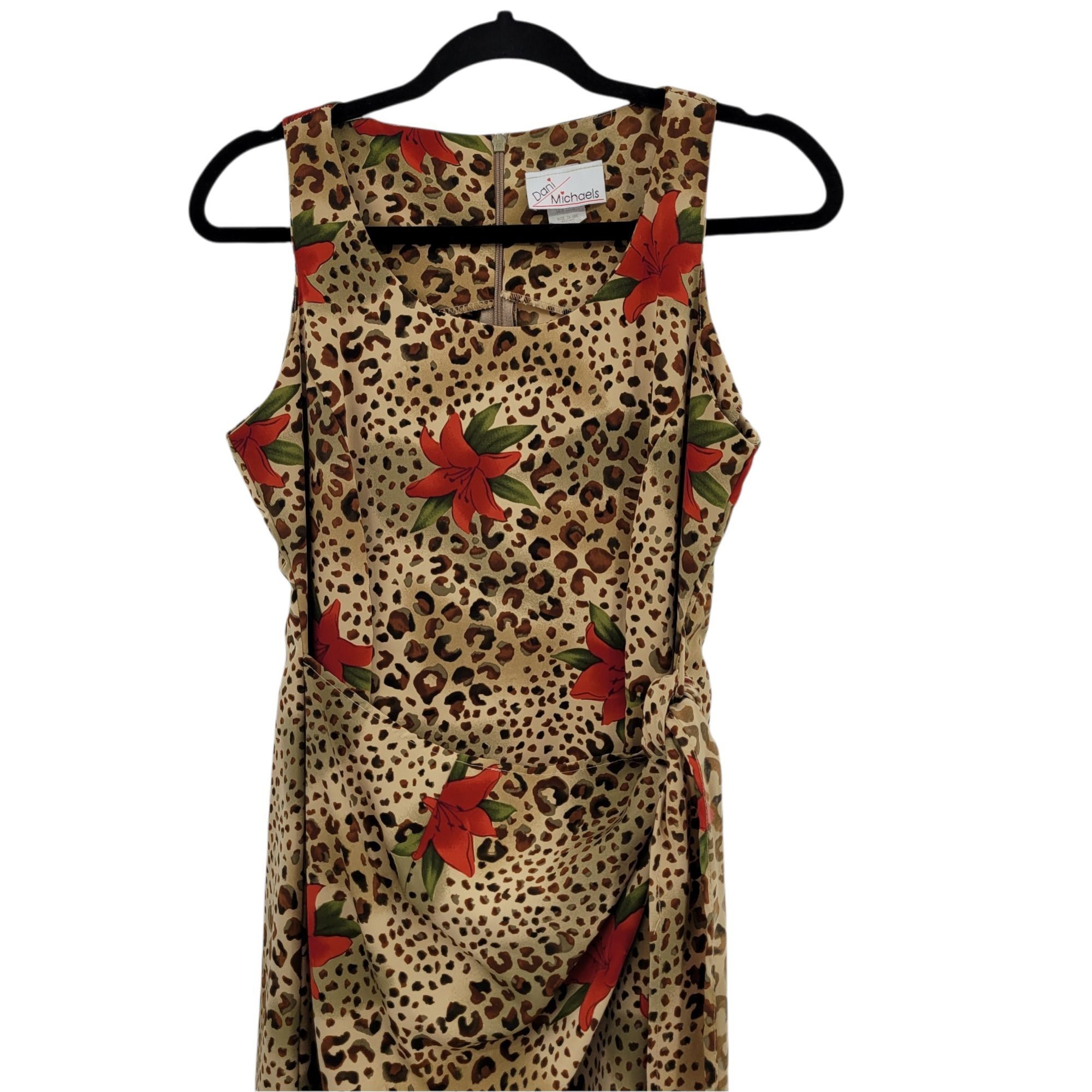 Vintage Vtg Holiday Hostess Maxi Dress Sz M Tan Leopard Red Lily Sid Size M / US 6-8 / IT 42-44 - 4 Thumbnail