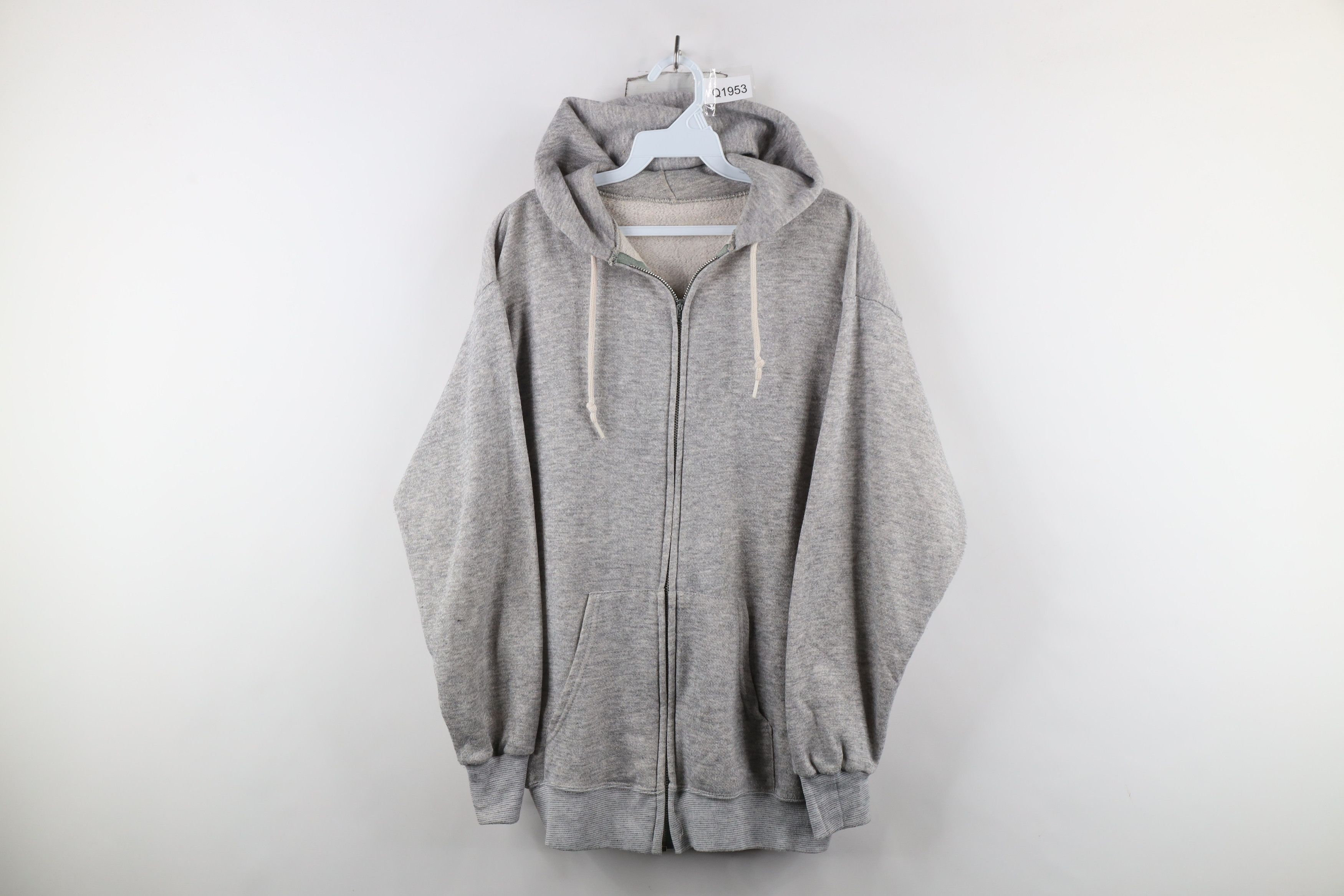Vintage Vintage 70s Streetwear Full Zip Hoodie Heather Gray USA Size US M / EU 48-50 / 2 - 1 Thumbnail