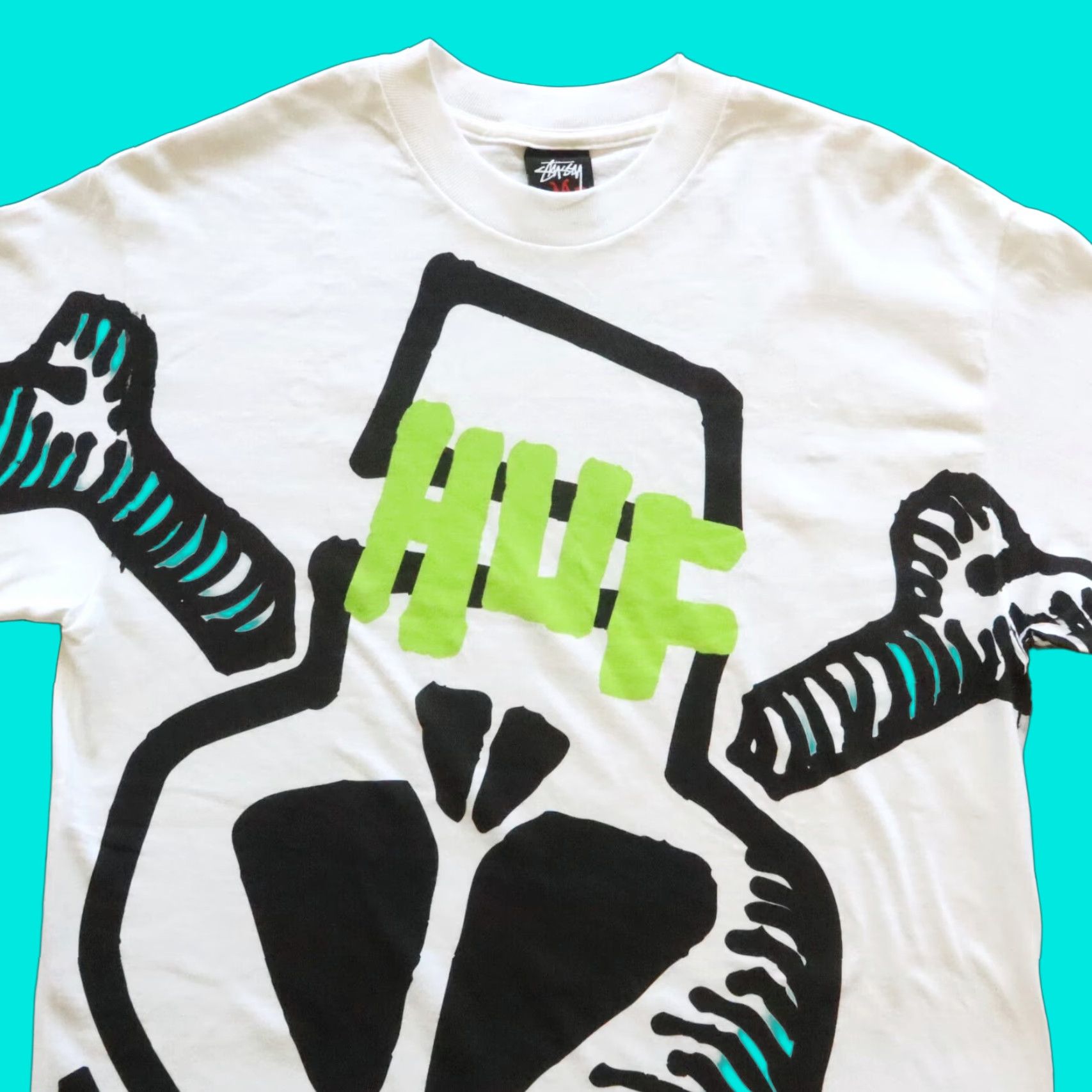 Huf VINTAGE Stussy HUF x Stussy Or Die AOP Tshirt M White Mens Shirt Size US M / EU 48-50 / 2 - 1 Thumbnail