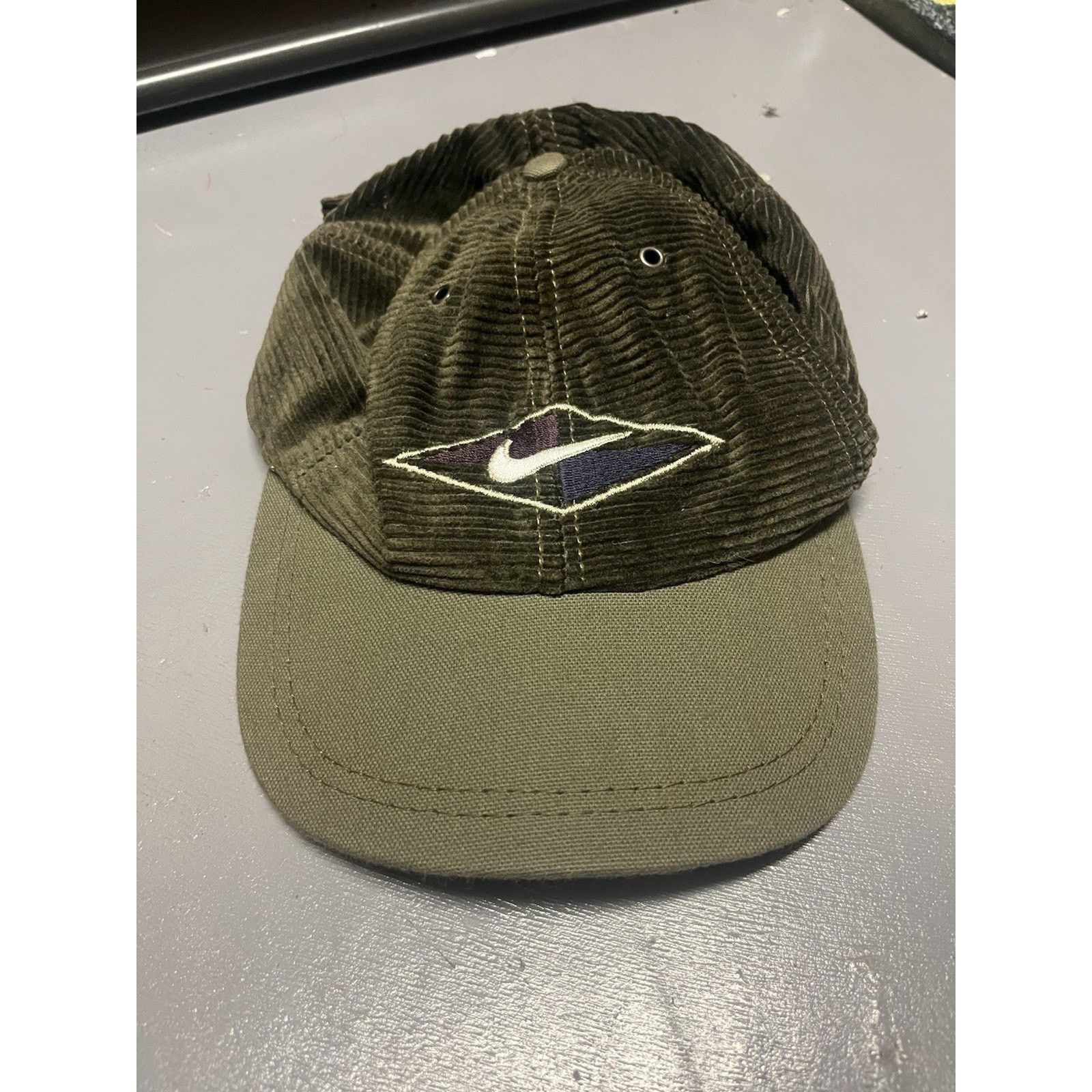 Nike Vtg 90s Nike Corduroy Hat Made USA Center Swoosh Logo Rap Size ONE SIZE - 1 Thumbnail