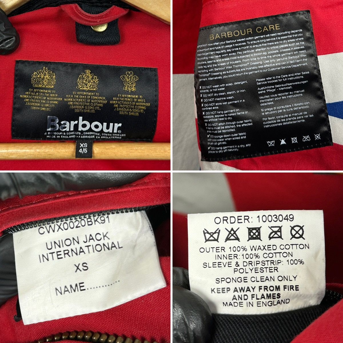 Barbour Kids Barbour Union Jack International Black Waxed Jacket Size US XXS / EU 40 - 20 Thumbnail