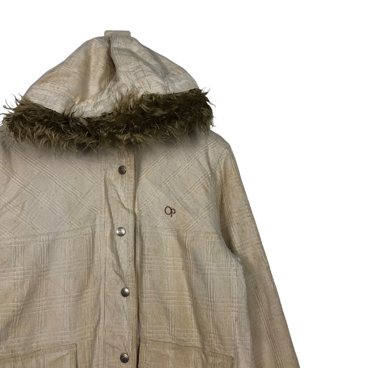 Japanese Brand 📌Vtg Corduroy Bomber Jacket Ocean Pacific Mink Fur Hoodie Size US L / EU 52-54 / 3 - 7 Thumbnail