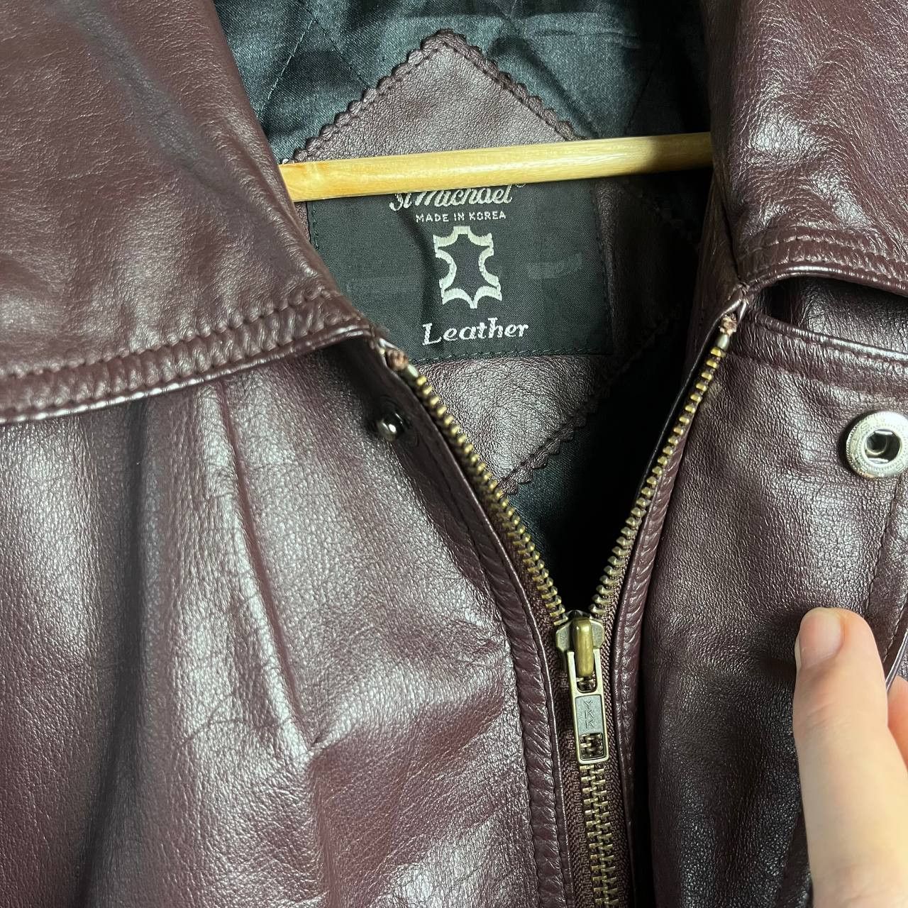 Vintage Vintage St Michael Real Leather Biker Brown Bomber Jacket Size US M / EU 48-50 / 2 - 11 Thumbnail