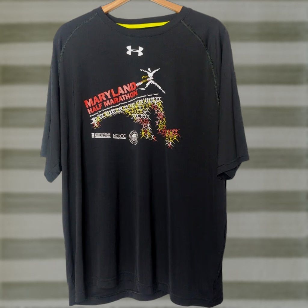 Under Armour Under Armour Maryland Half Marathon 2011 Shirt Black T-Shirt Mens 2XL Run Athletic Heat Gear Loose Short Sleeve Crew Neck Graphic Print Size US XXL / EU 58 / 5 - 1 Thumbnail